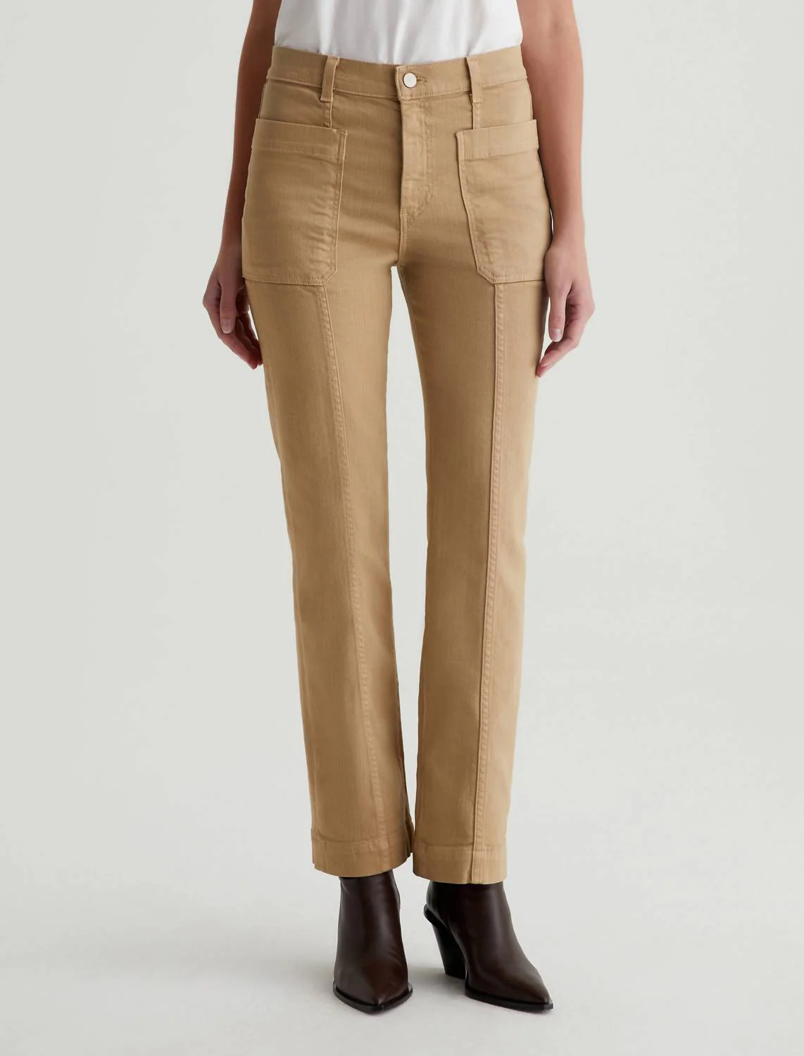 Lila Mid-Rise Utility Straight Jeans In Sandstone Mist