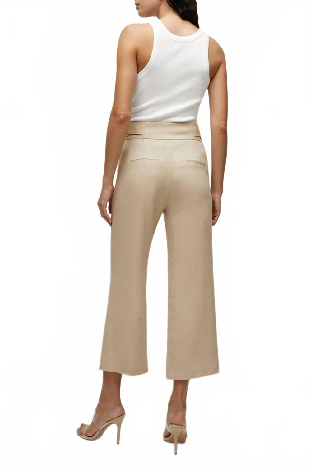 Aubrie Linen Pant In Khaki Melange