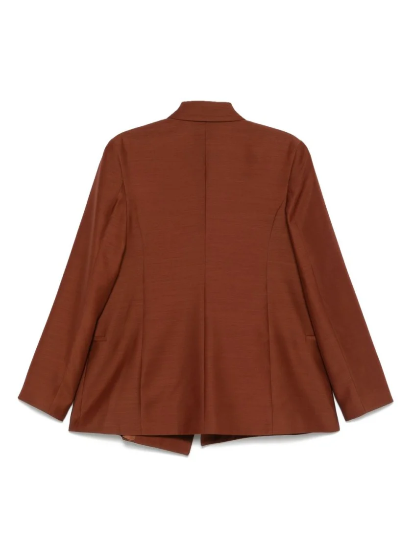 Relaxed Rust Brown Open Blazer With Peak Lapels