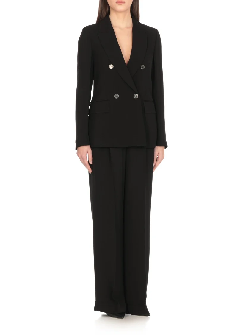 Black Viscose Double-Breasted Blazer
