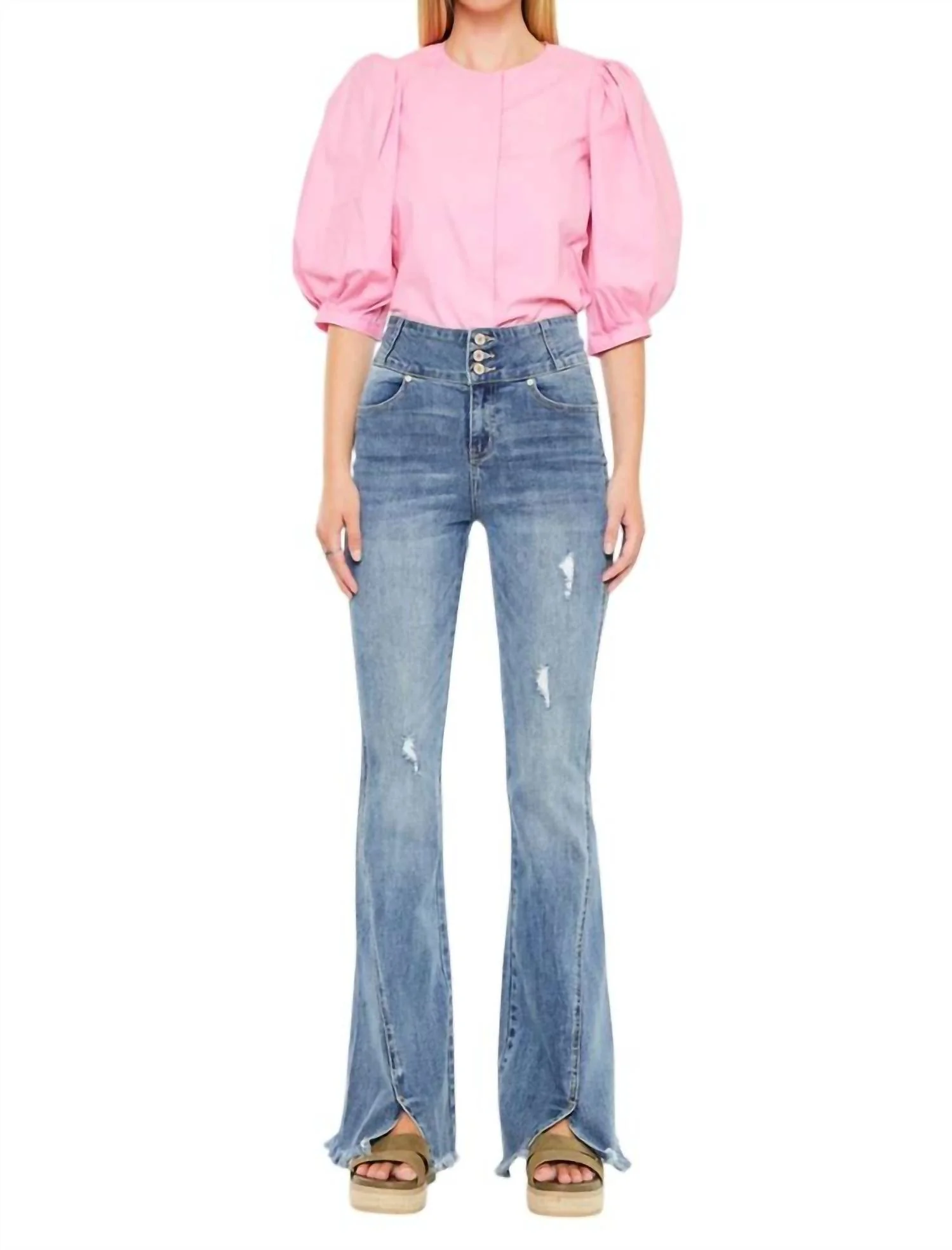Miranda Ultra High Rise Flare Jeans In Medium Wash