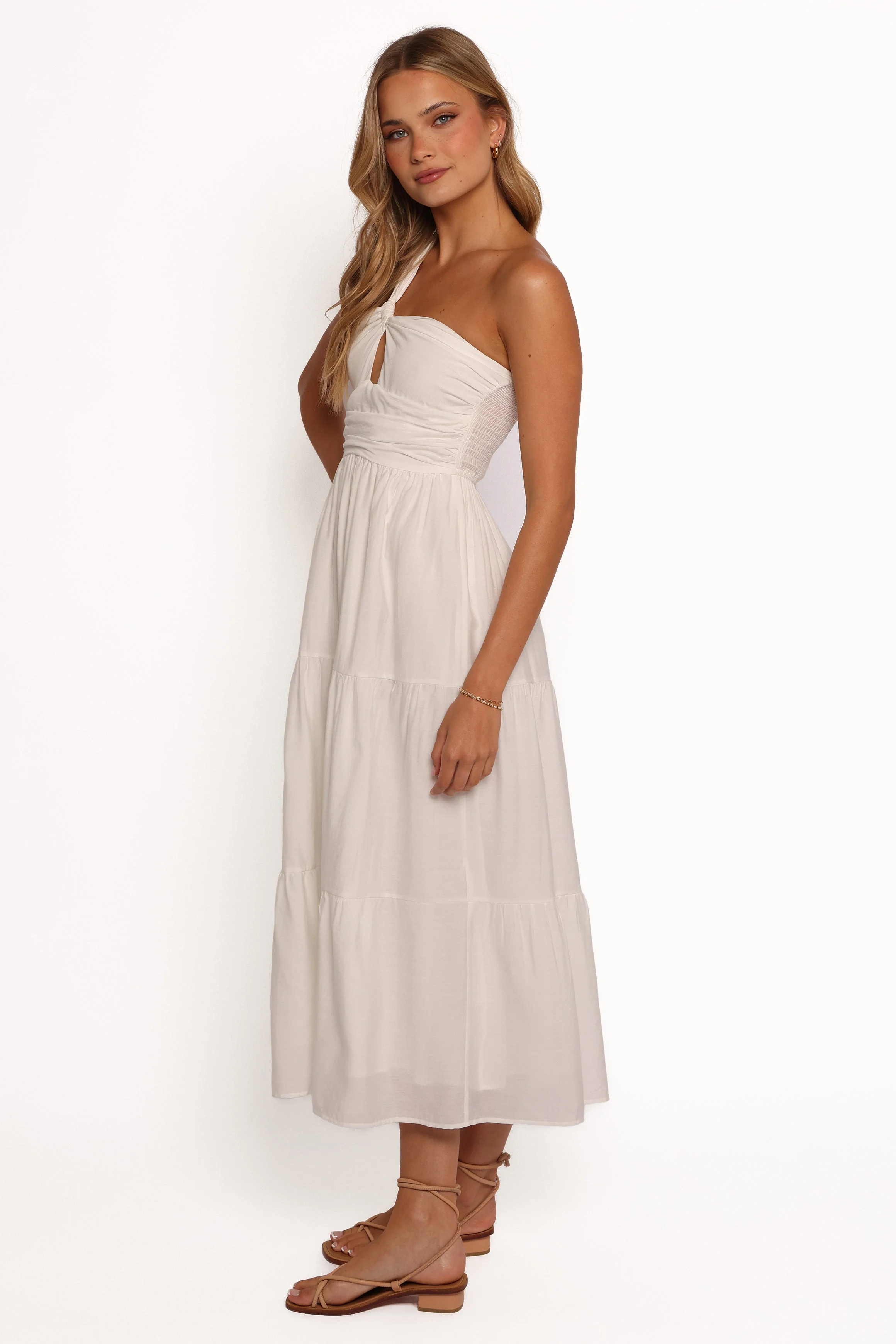 Vinny One Shoulder Maxi Dress - White