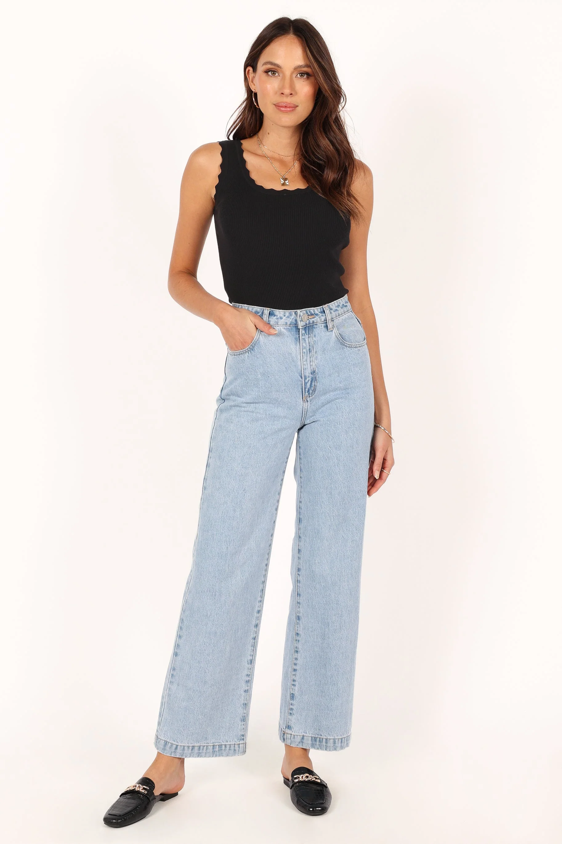 Monique Ribbed Tank Top - Black