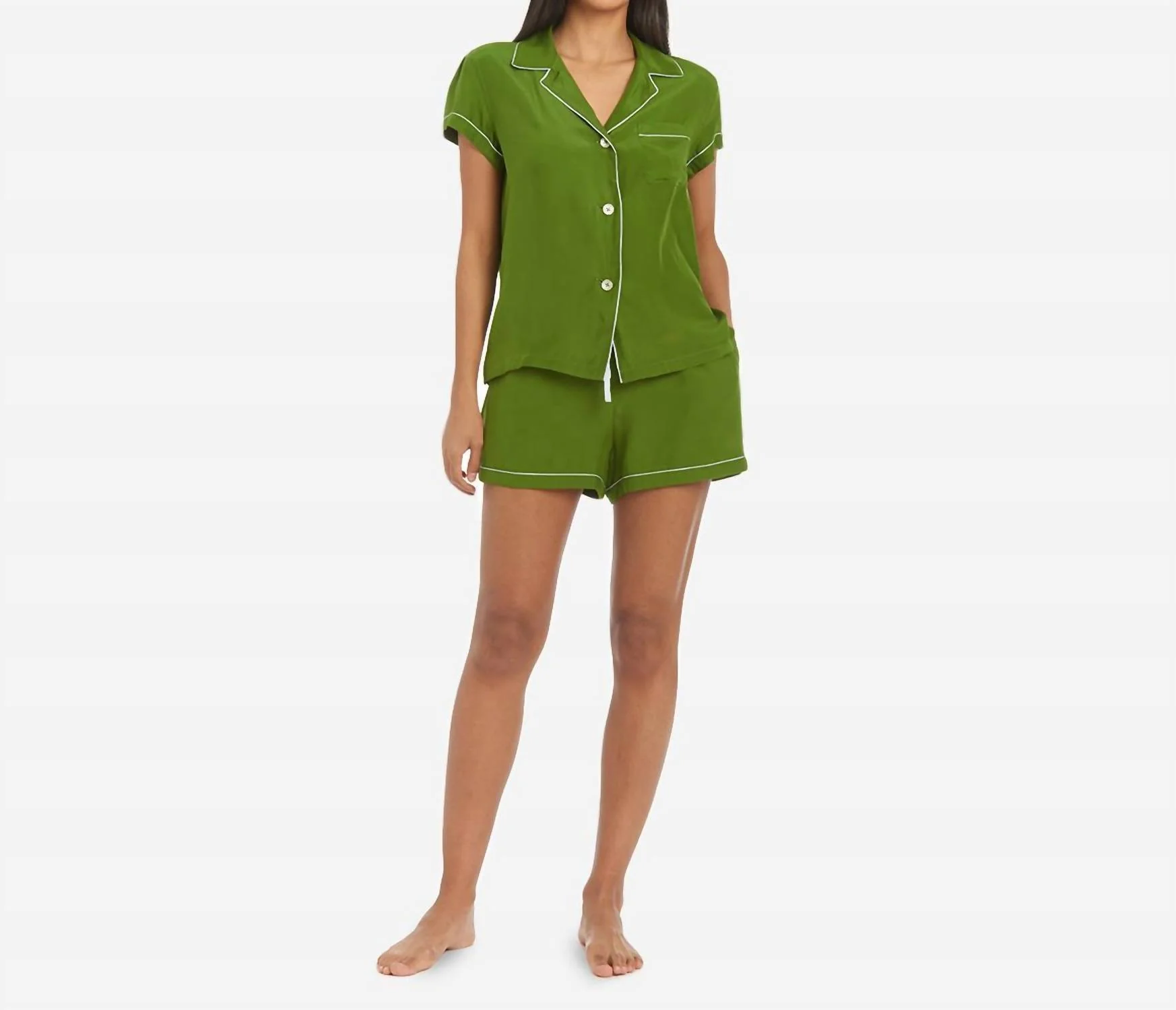 Sasi Washable Silk Pj Set In Matcha