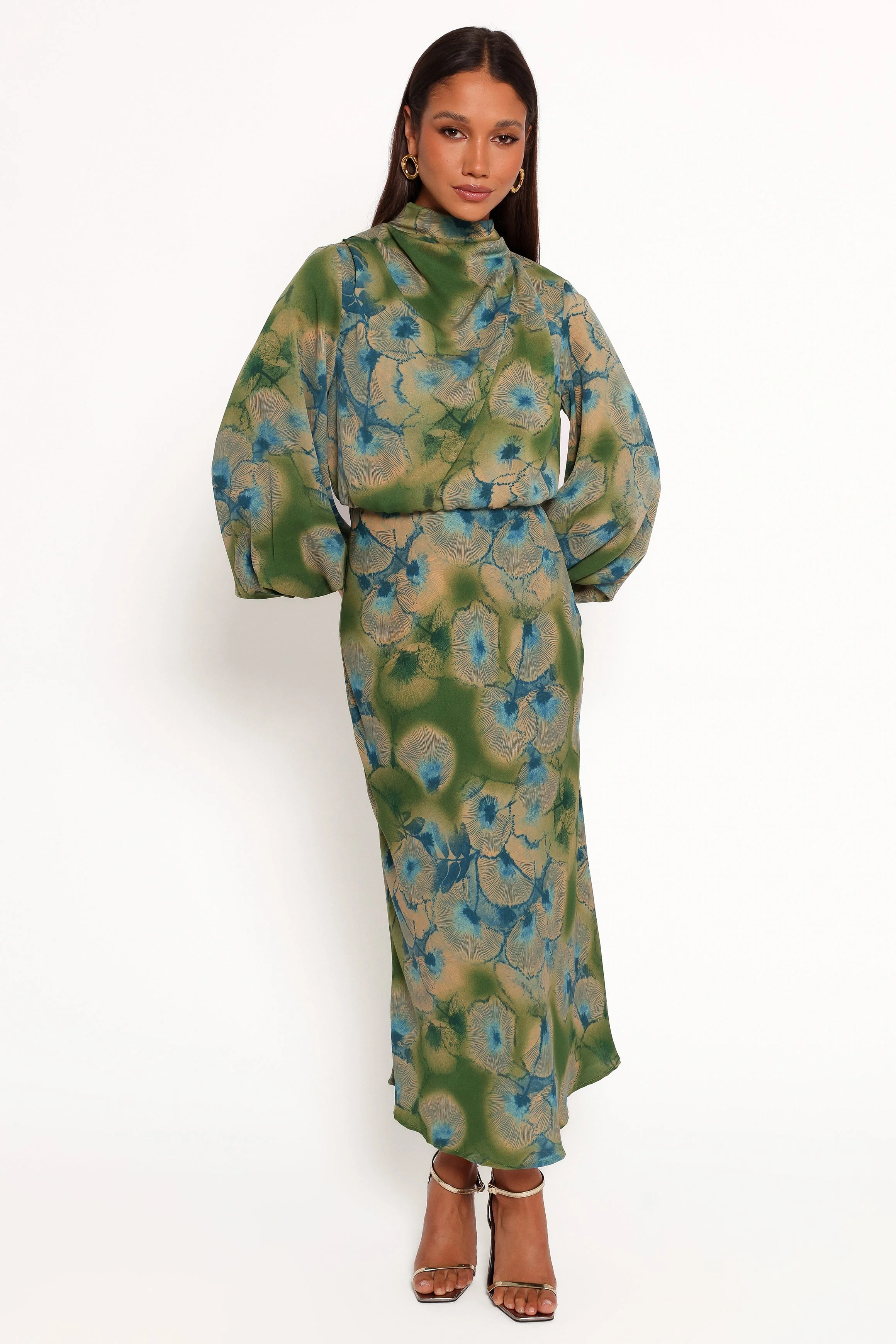 Perrie Long Sleeve Midi Dress - Green