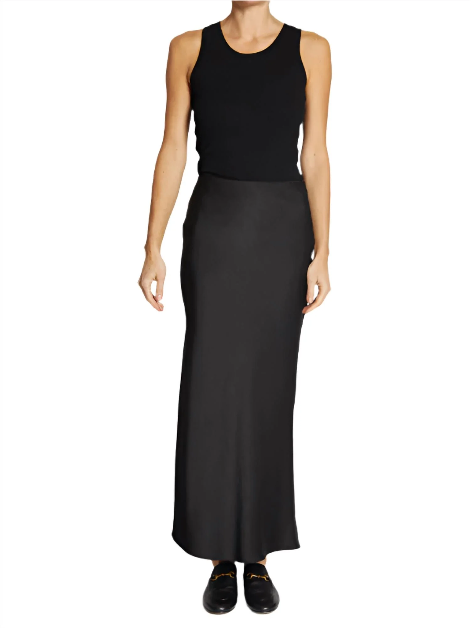 Talia Charmeuse Maxi Skirt In Black