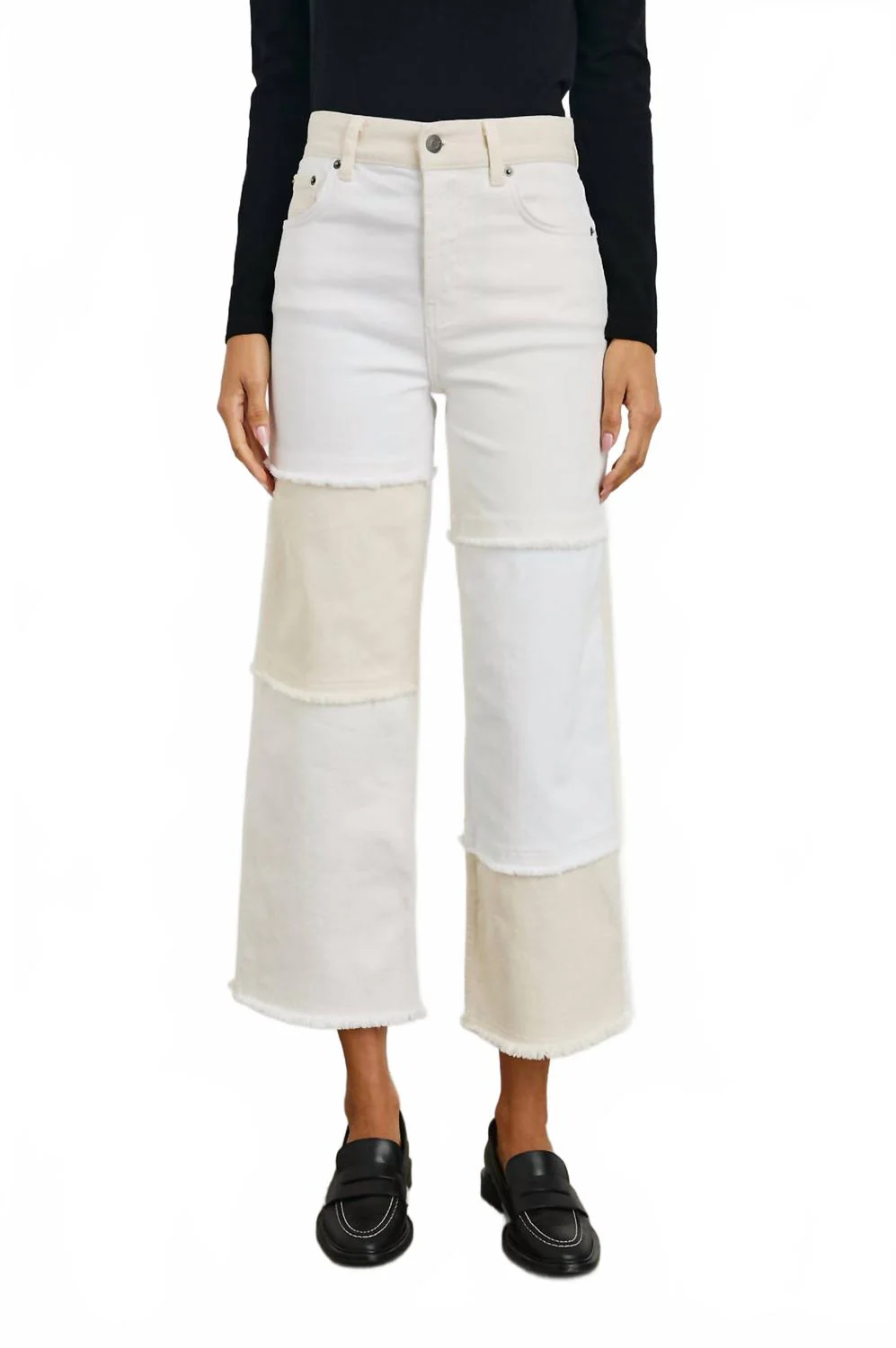 Getty Patchwork Jeans In Ecru