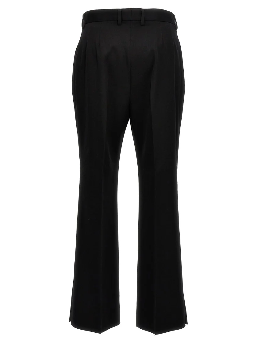 Flare Wool Pants With Central Pleat