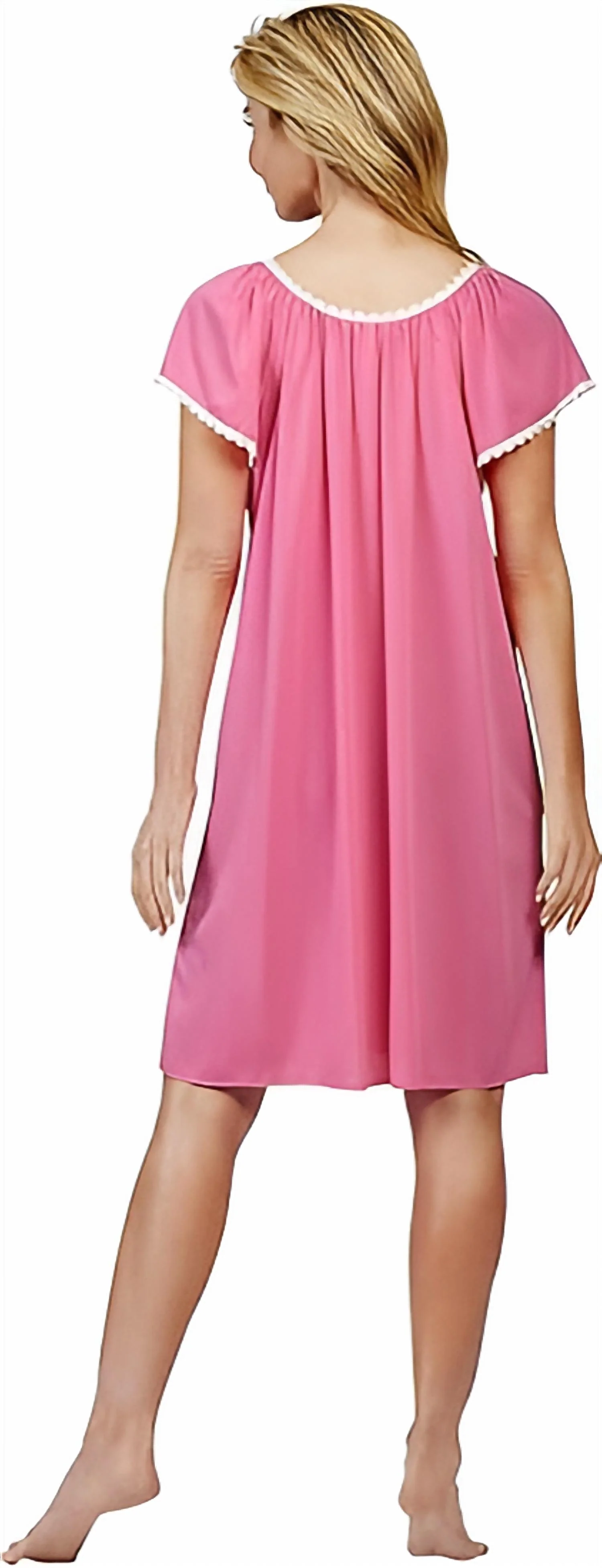 Cameo With Flutter Sleeve Short Nightgown In Rosy Pink