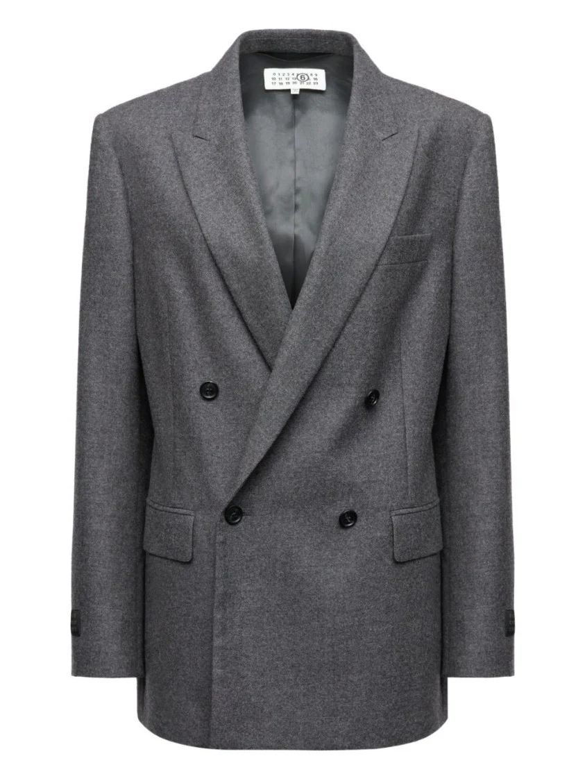 Double-Breasted Medium Grey Jacket With Elegant Tailoring