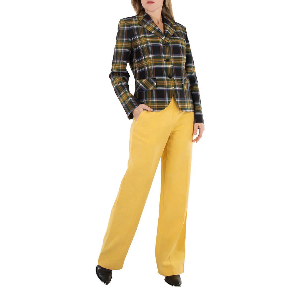 Kenzo Plaid Front Pocket Fitted Blazer