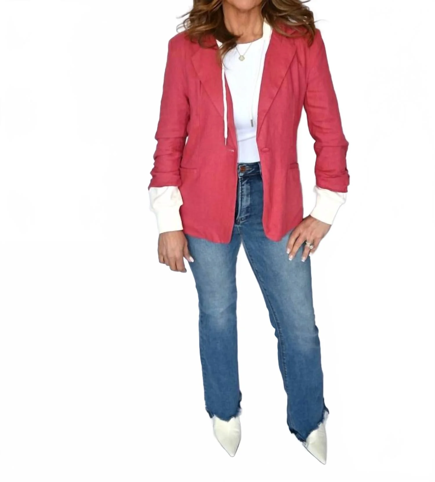 Momentum Linen Blazer In Brick