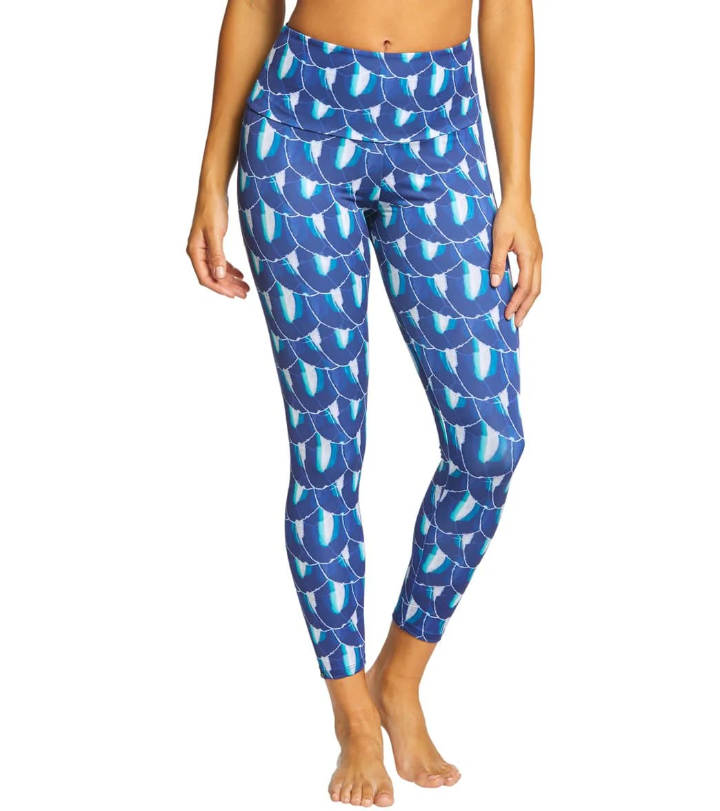 Onzie High Waisted Basic 7/8 Yoga Leggings Blue Geode