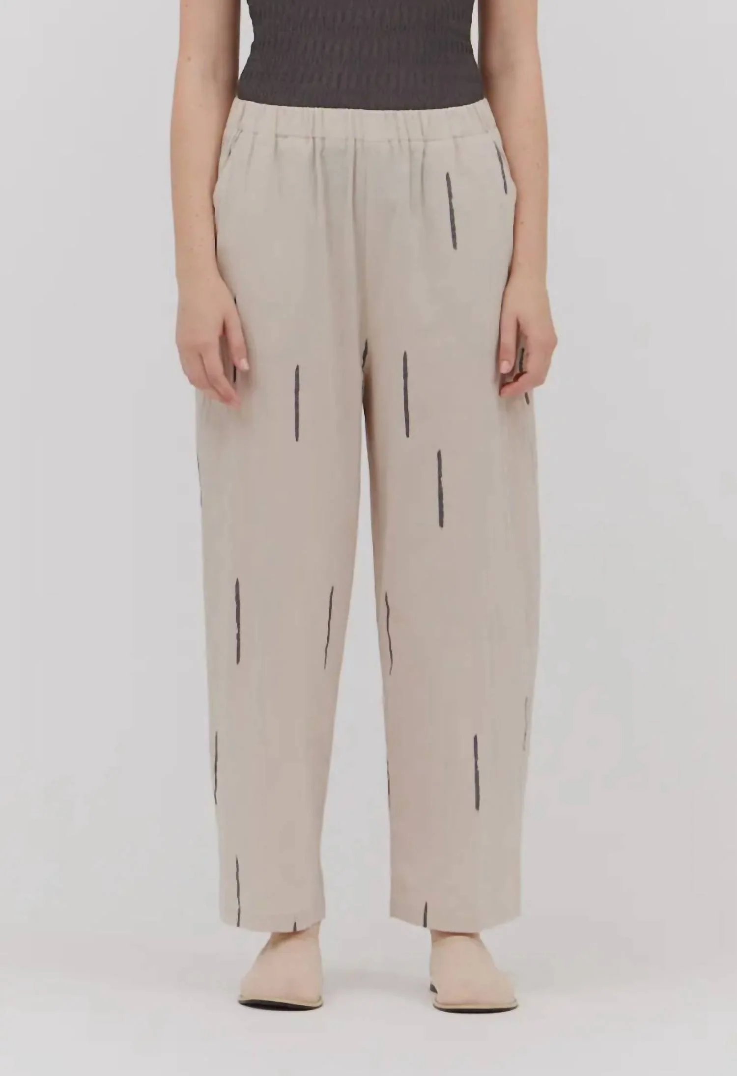 Abstract Cotton Print Pants In Stucco