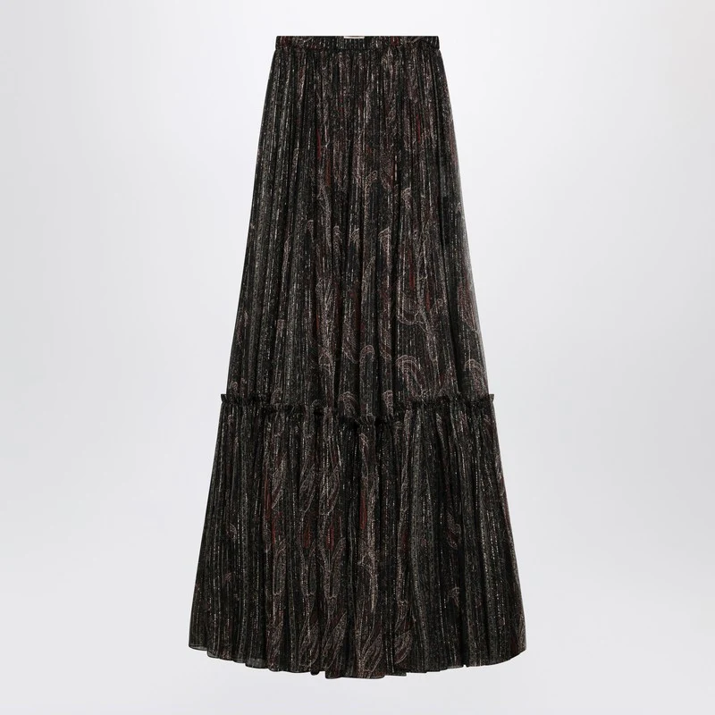 Saint Laurent Women's Ruffled Skirt With Paisley Print