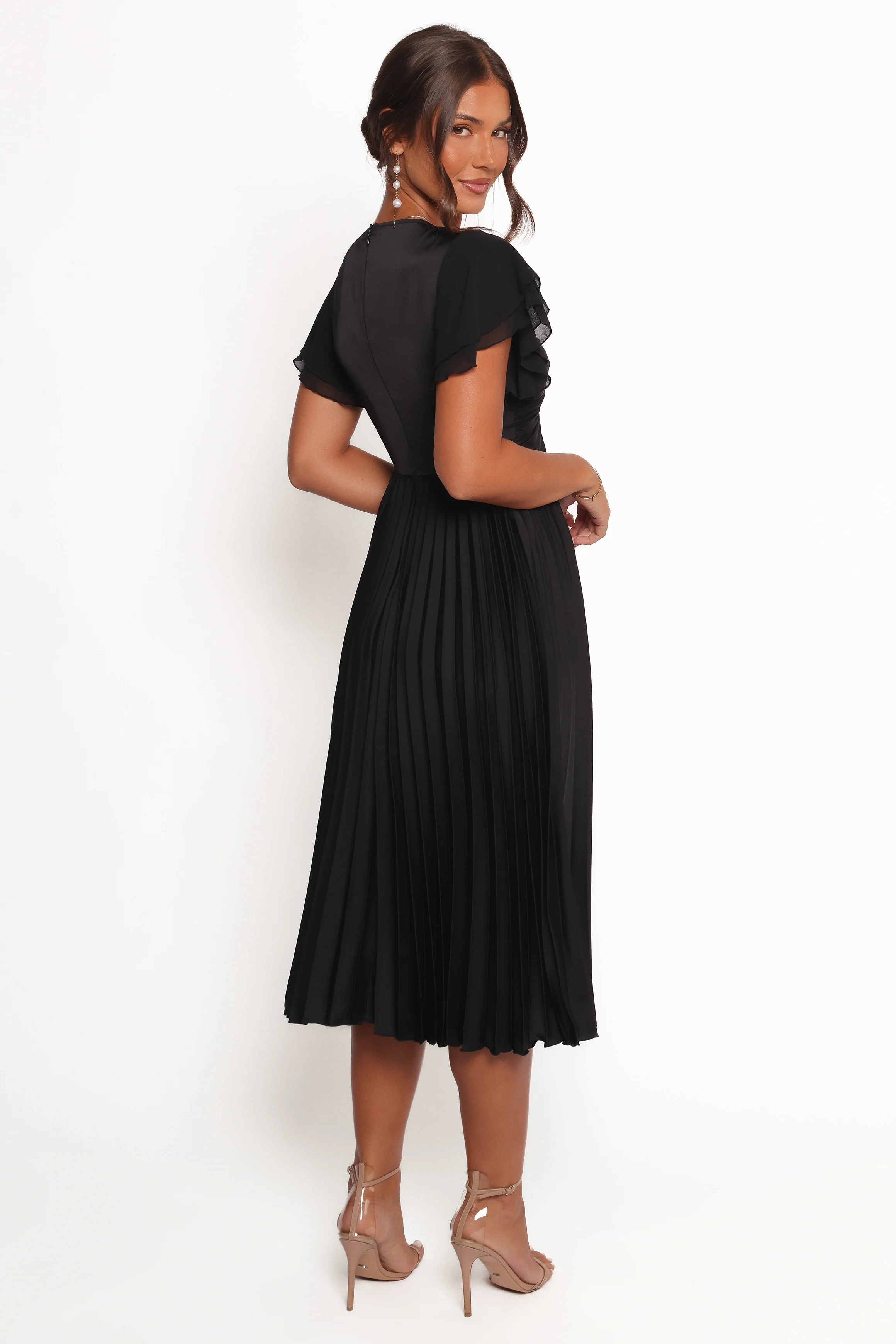 Nova Flutter Sleeve Dress - Black