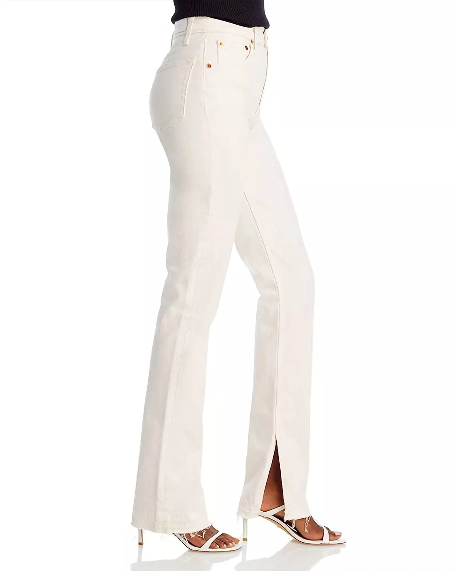 70S High Rise Skinny Bootcut Jeans In Vintage White