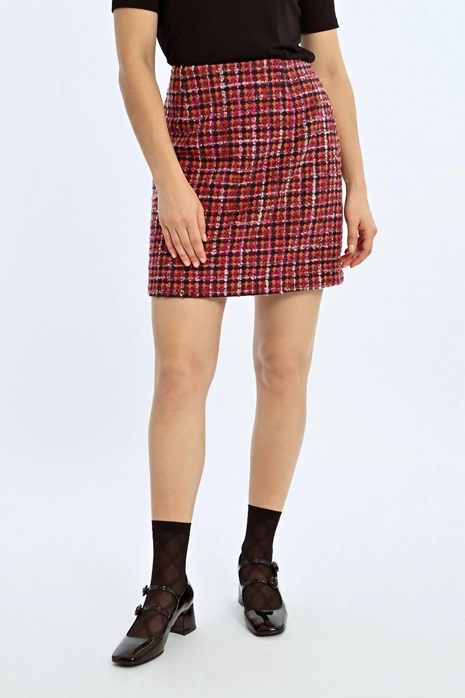 Textured Woven Skirt In Multi-Purple