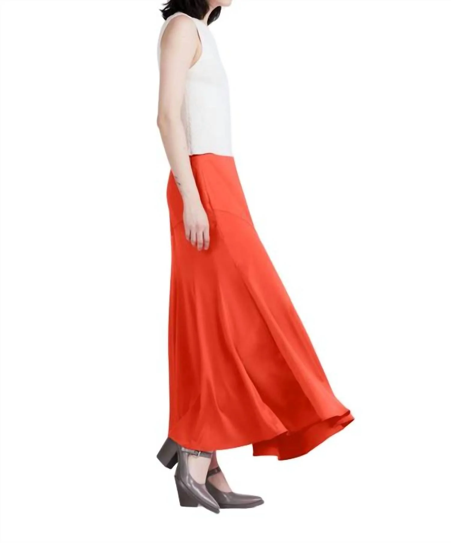 Paulette Flared Midi Skirt In Sunset