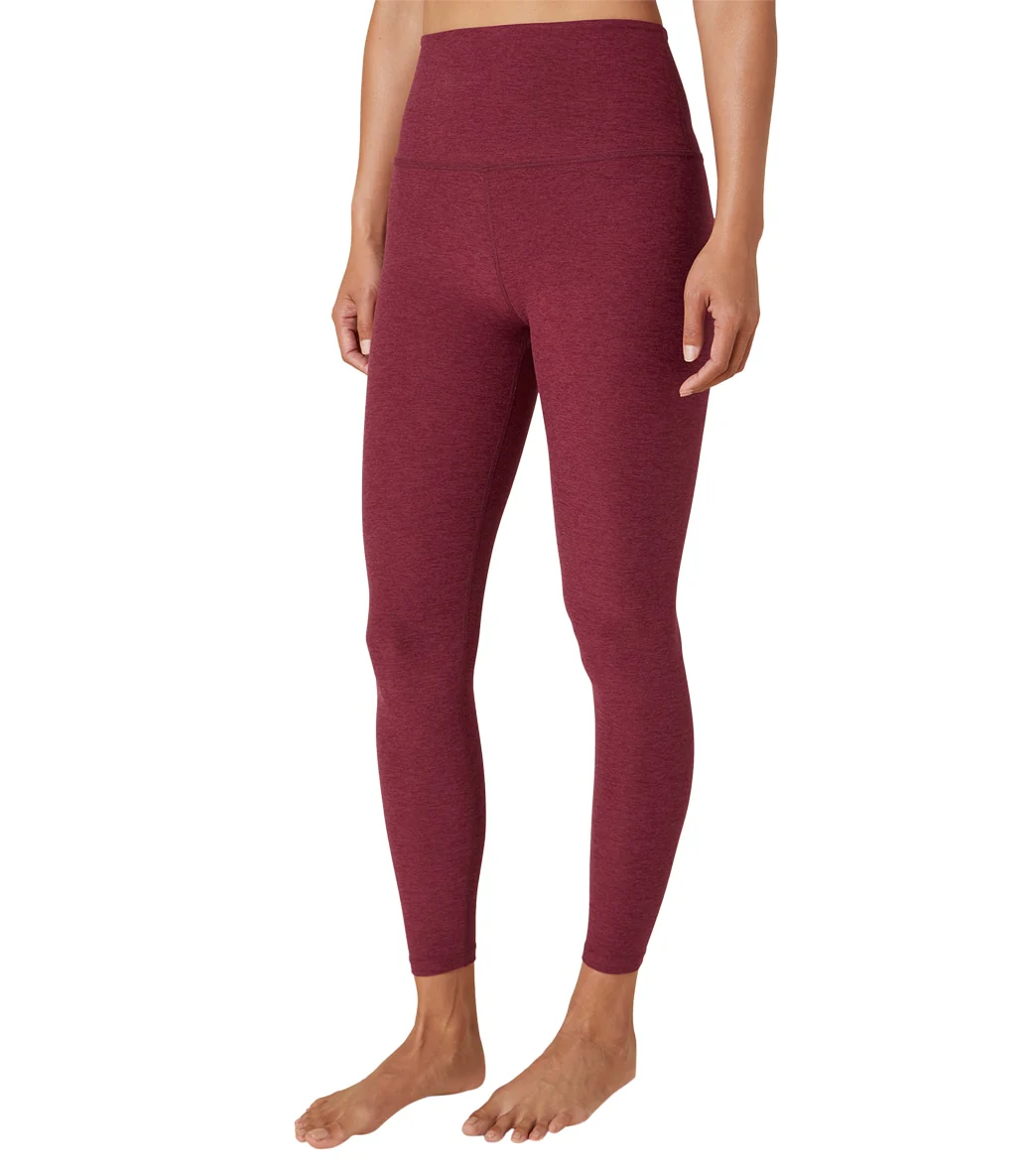 Beyond Yoga Spacedye High Waisted Caught In The Midi 7/8 Yoga Leggings Garnet Red Heather