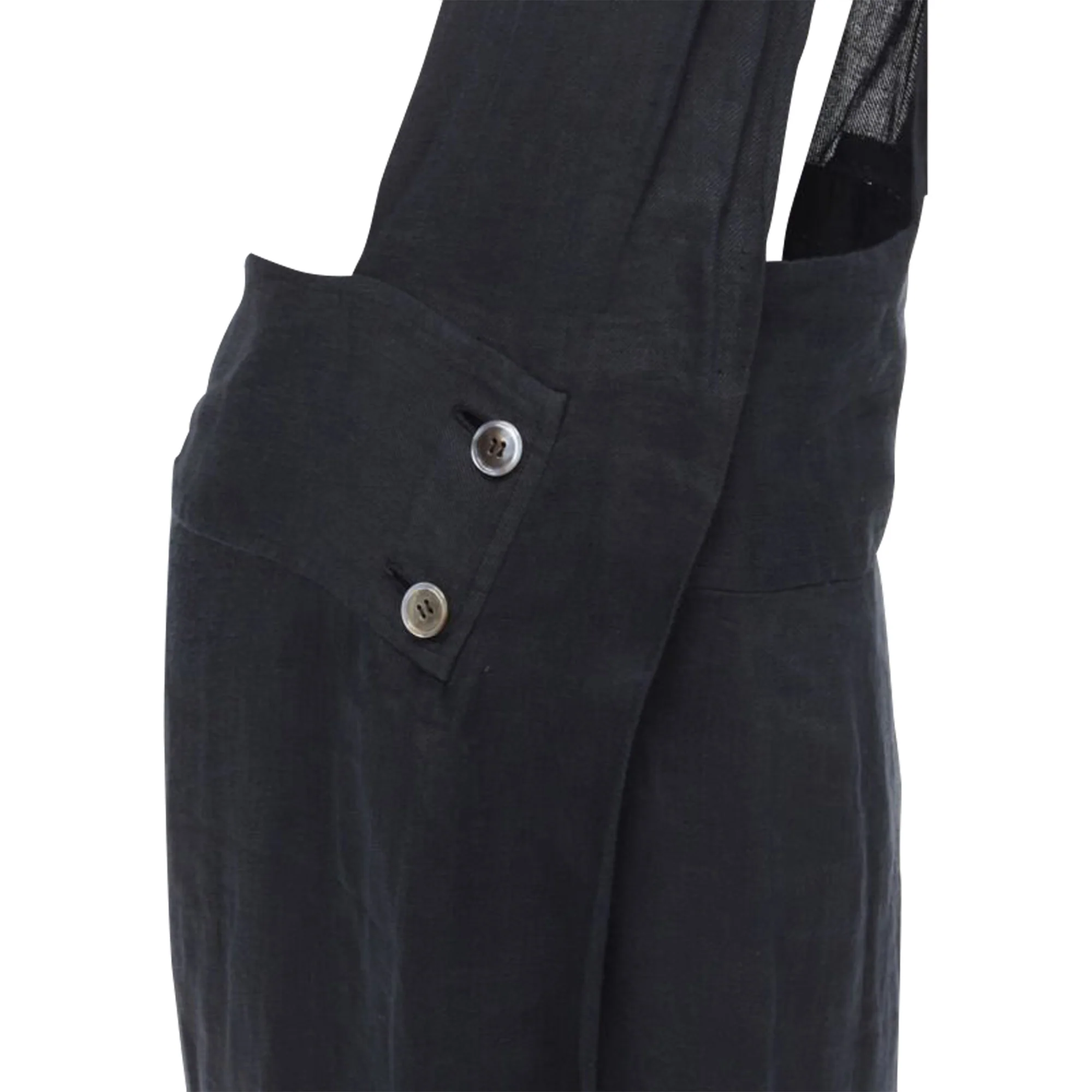 Comme Des Garcons linen one shoulder button dungaree skirt