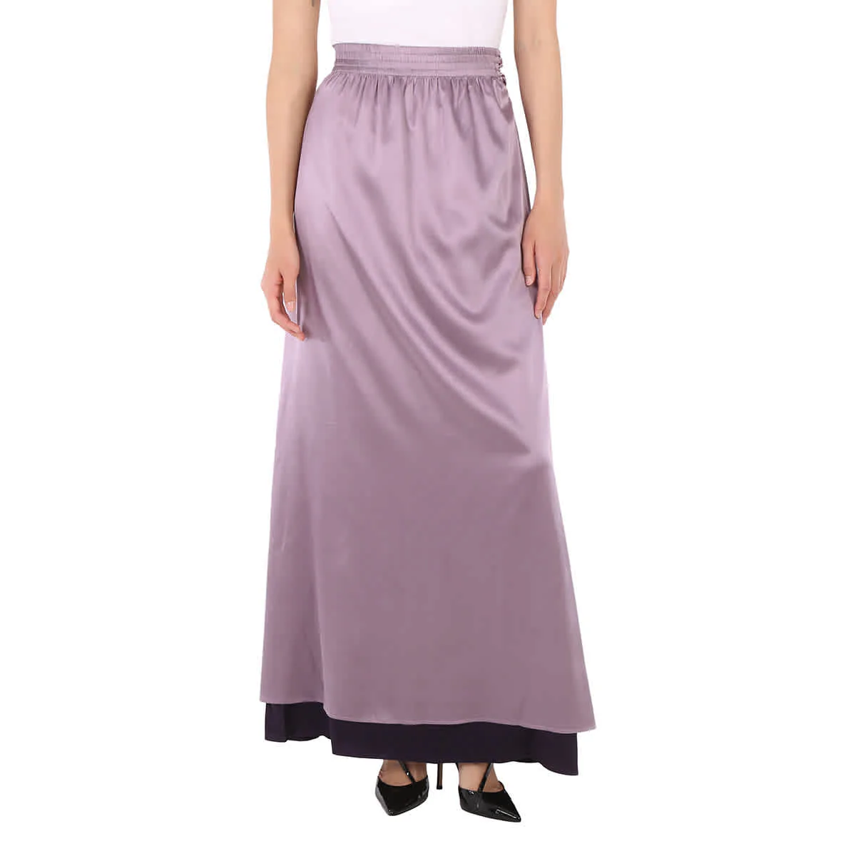 Emporio Armani Empire Waist Lavender Silk Maxi Skirt