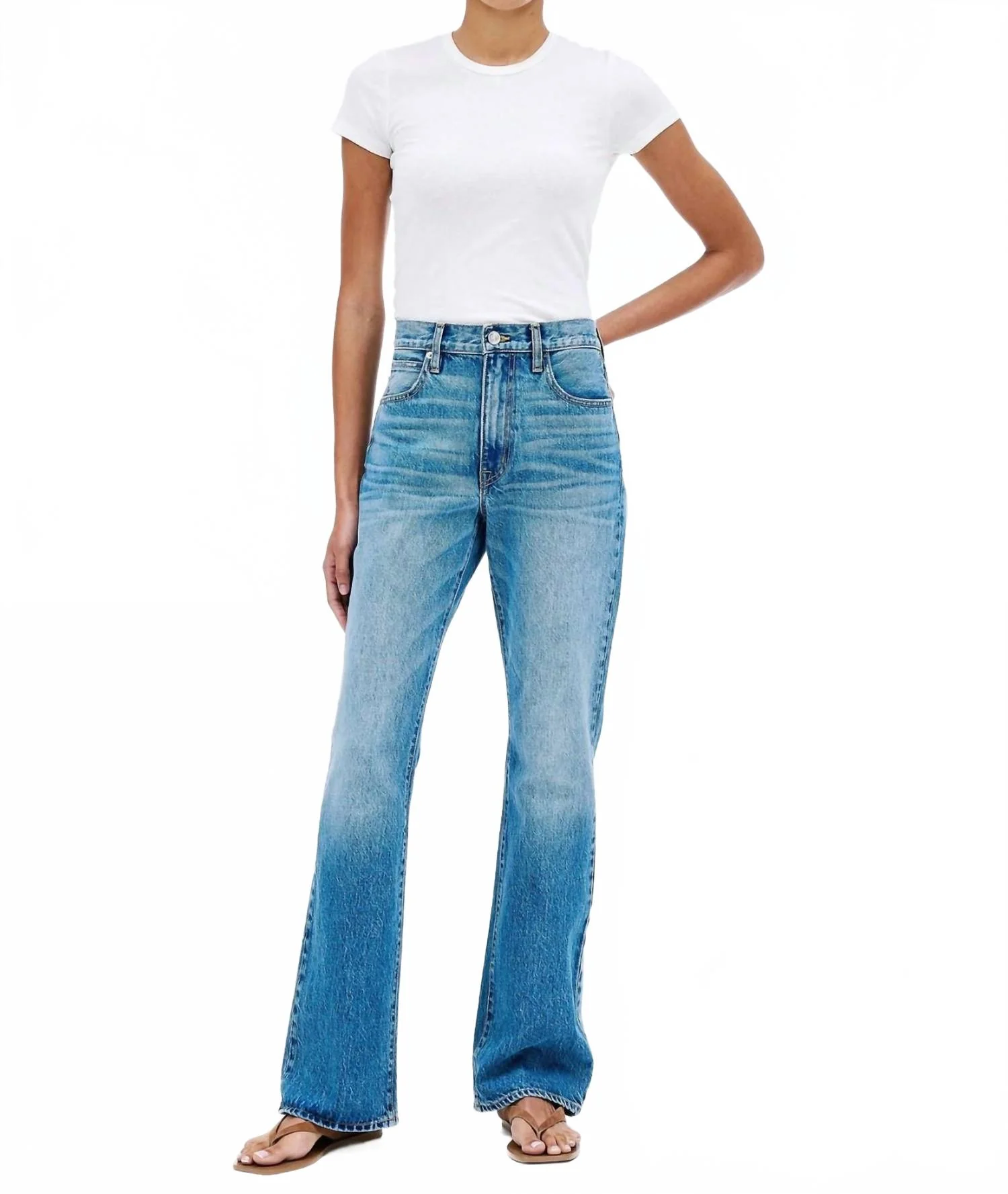 Anita High Rise Boot Cut Jeans In Satisfied Mind Blue