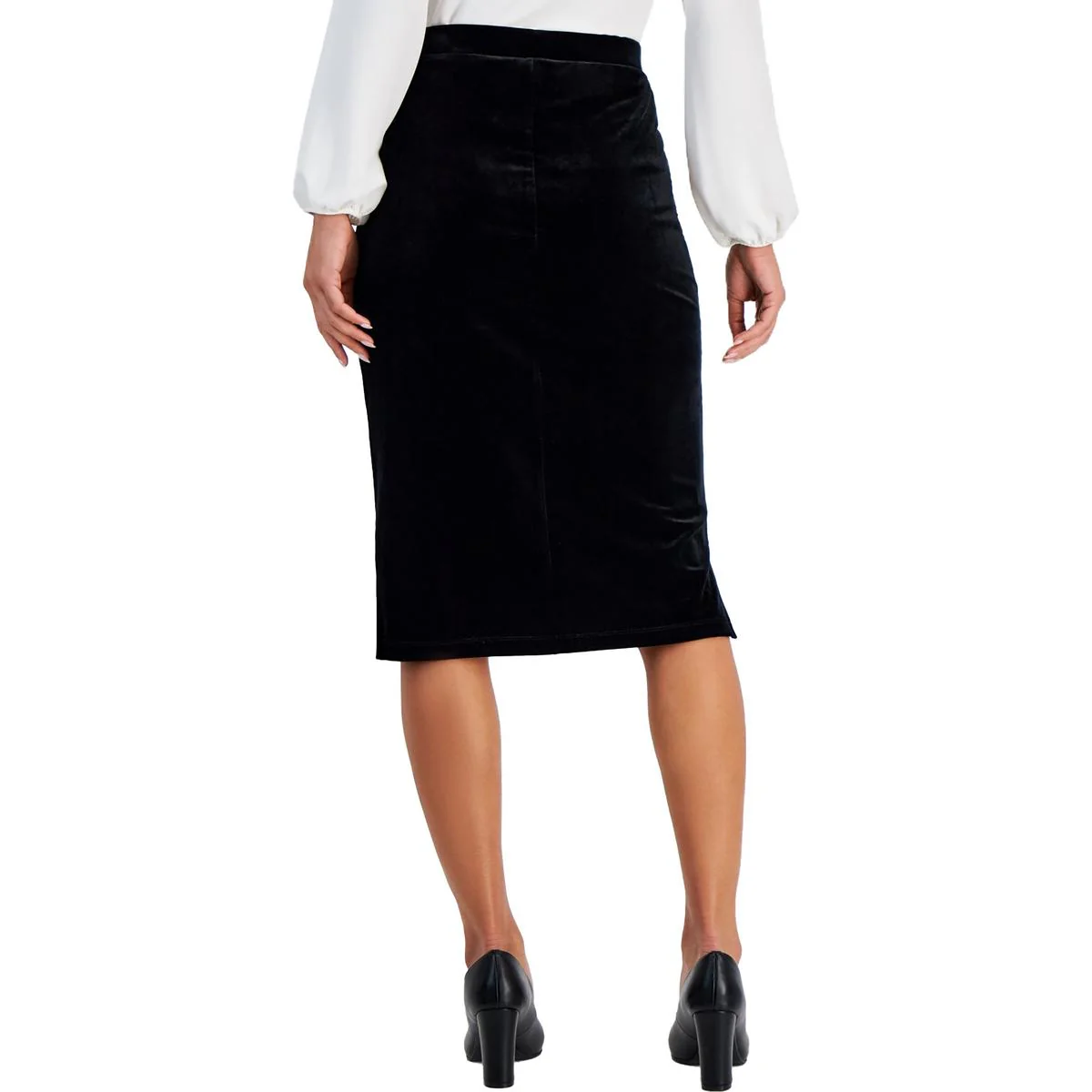 Womens Solid Velvet Pencil Skirt