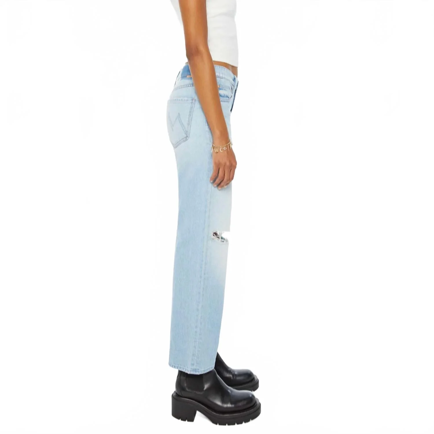 The Mid Rise Rambler Zip Flood Jeans In Ripped Off