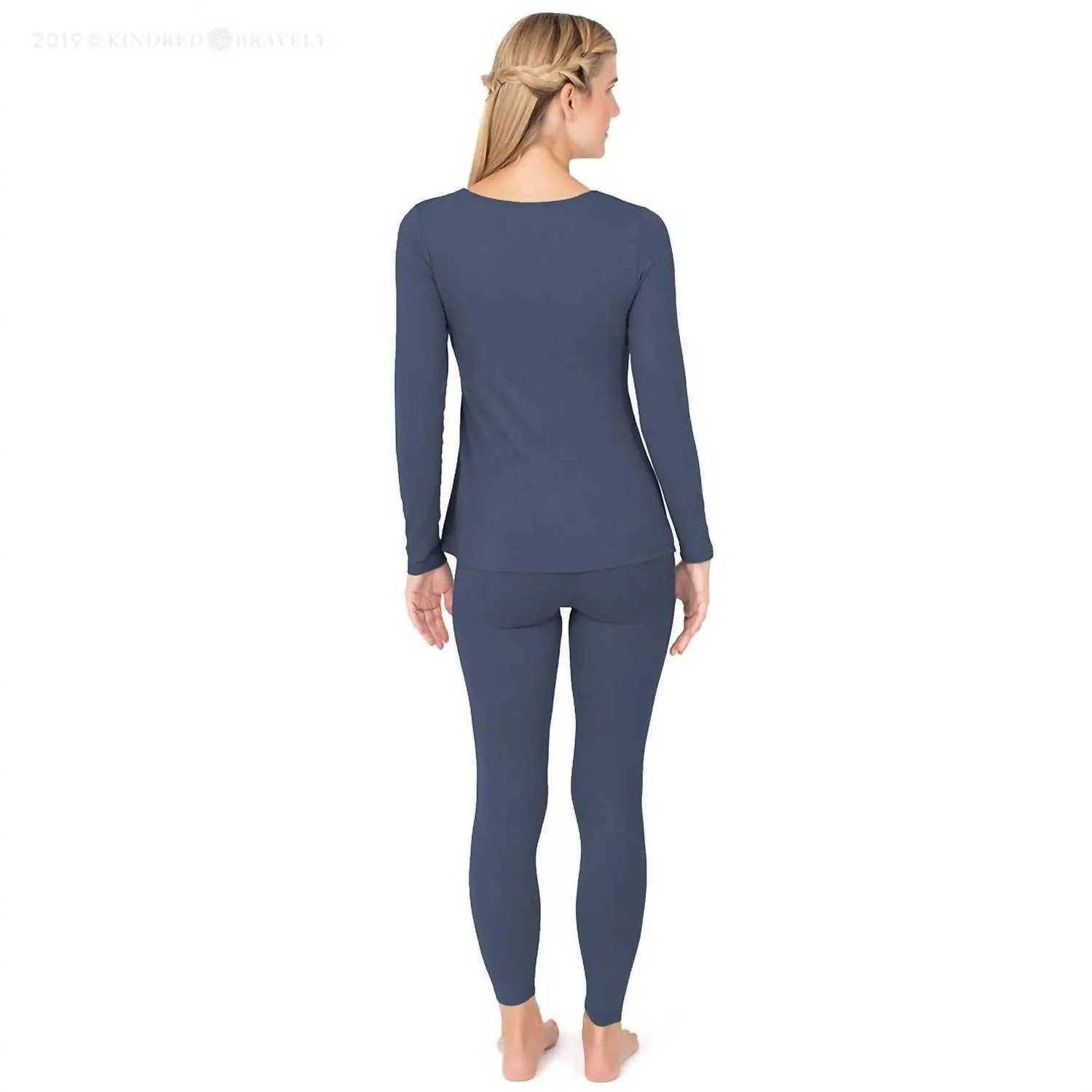 Jane Long Sleeve Nursing Pajama Set In Slate Blue