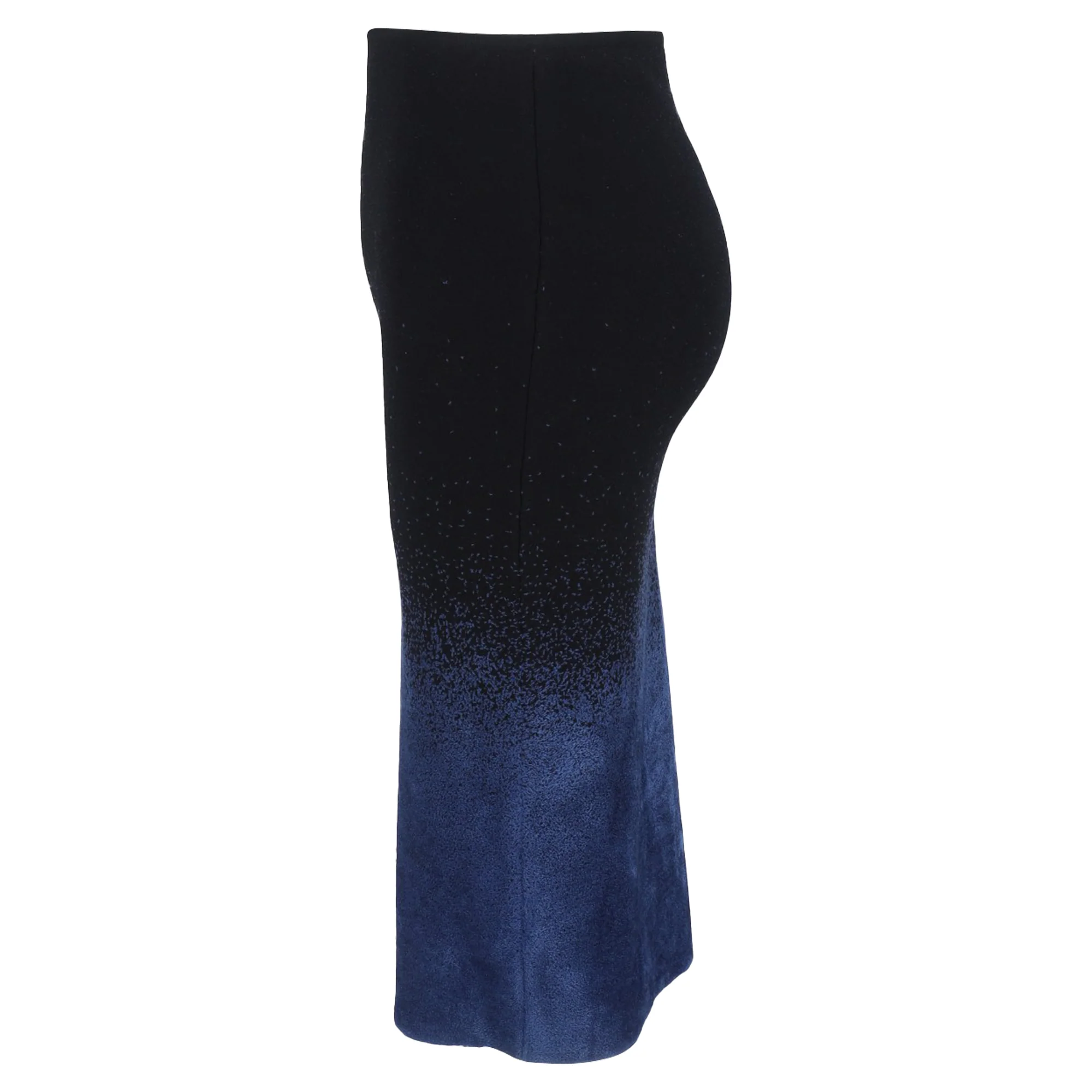 Roland Mouret Gradient Midi Pencil Skirt in Black and Blue Wool