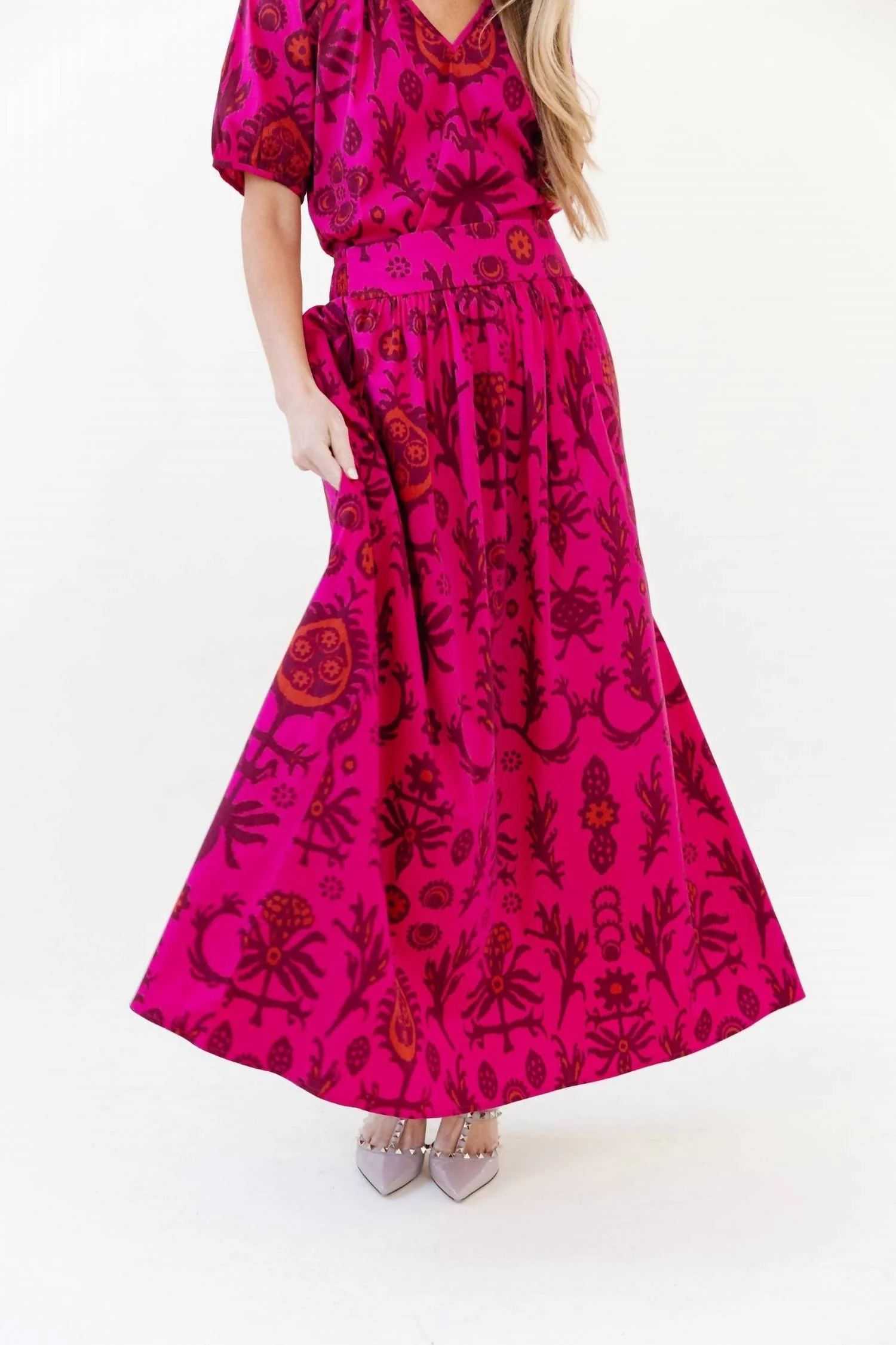 Lillian Skirt In Raspberry Floral
