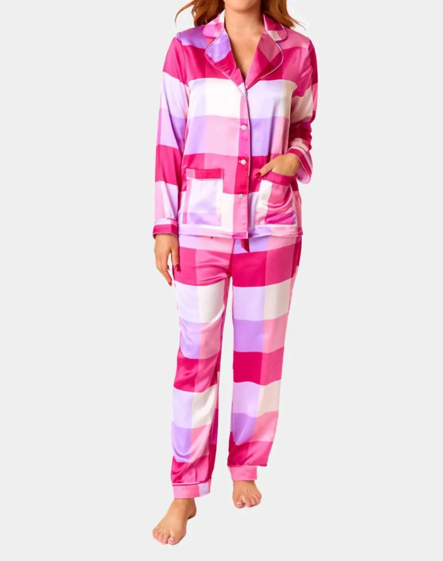 Ripley Pajama Top In Pink Plaid