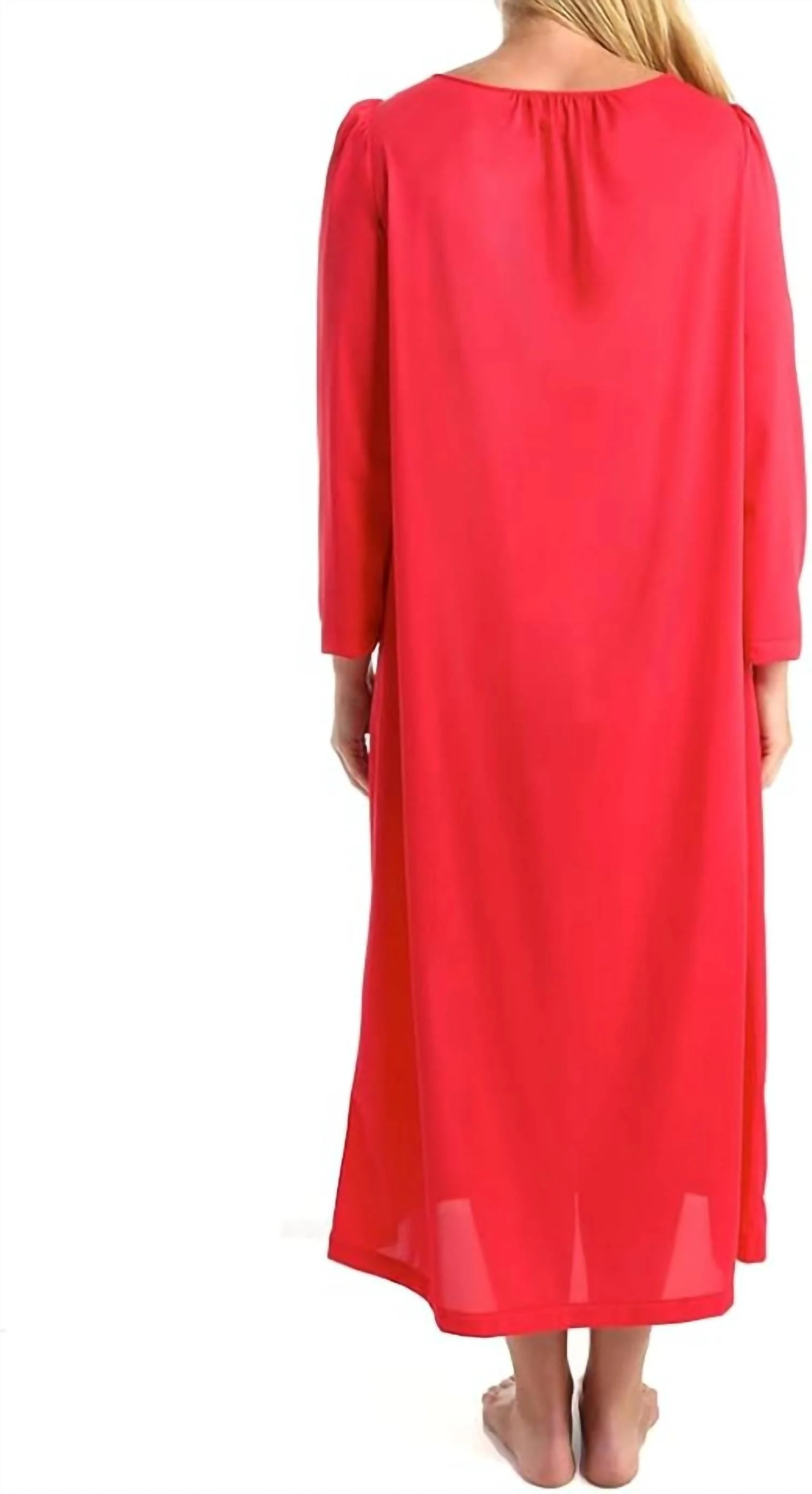 Petals 53 Inch Long Sleeve Gown In Red