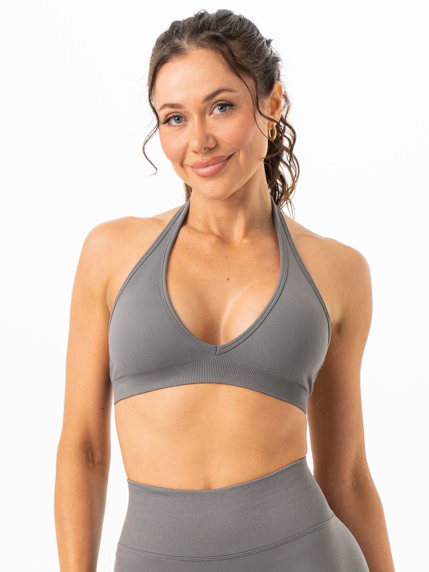 Sculpt Seamless Halter Bra - Charcoal