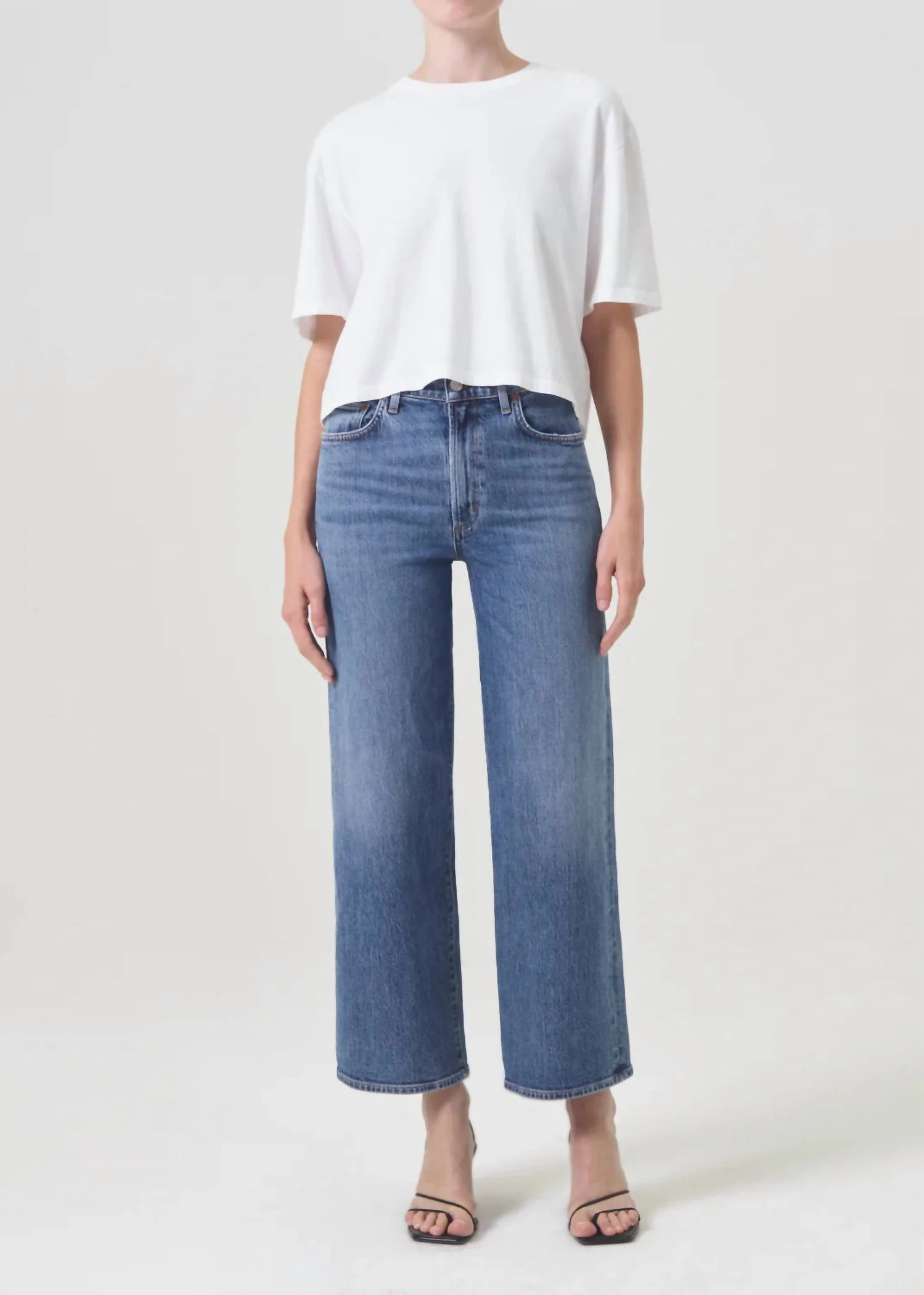 Harper High Rise Wide Leg Crop Jeans In Moor