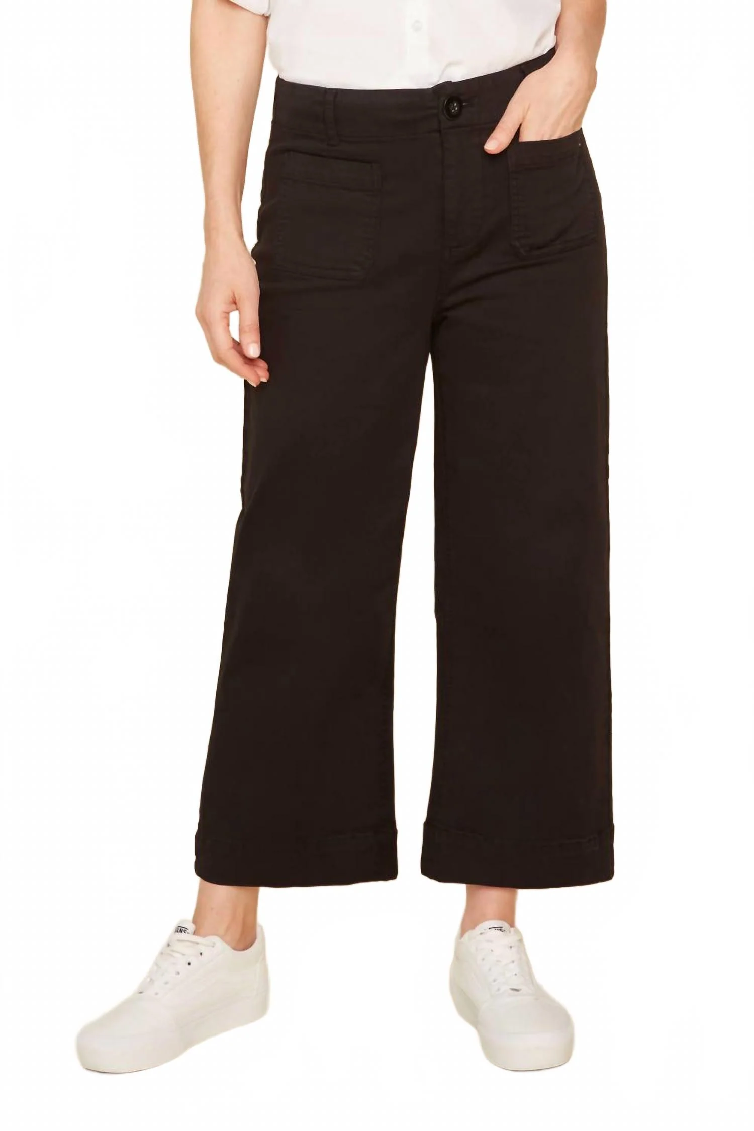 Women's Wide Leg Ankle Pant In Black