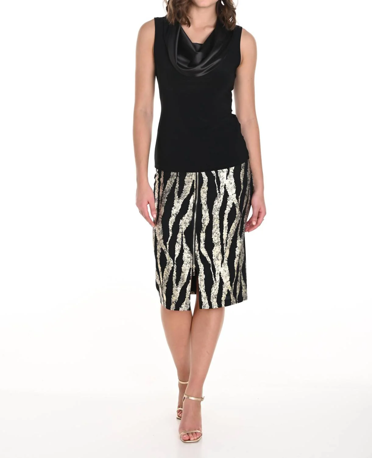 Knit Skirt In Black / Gold