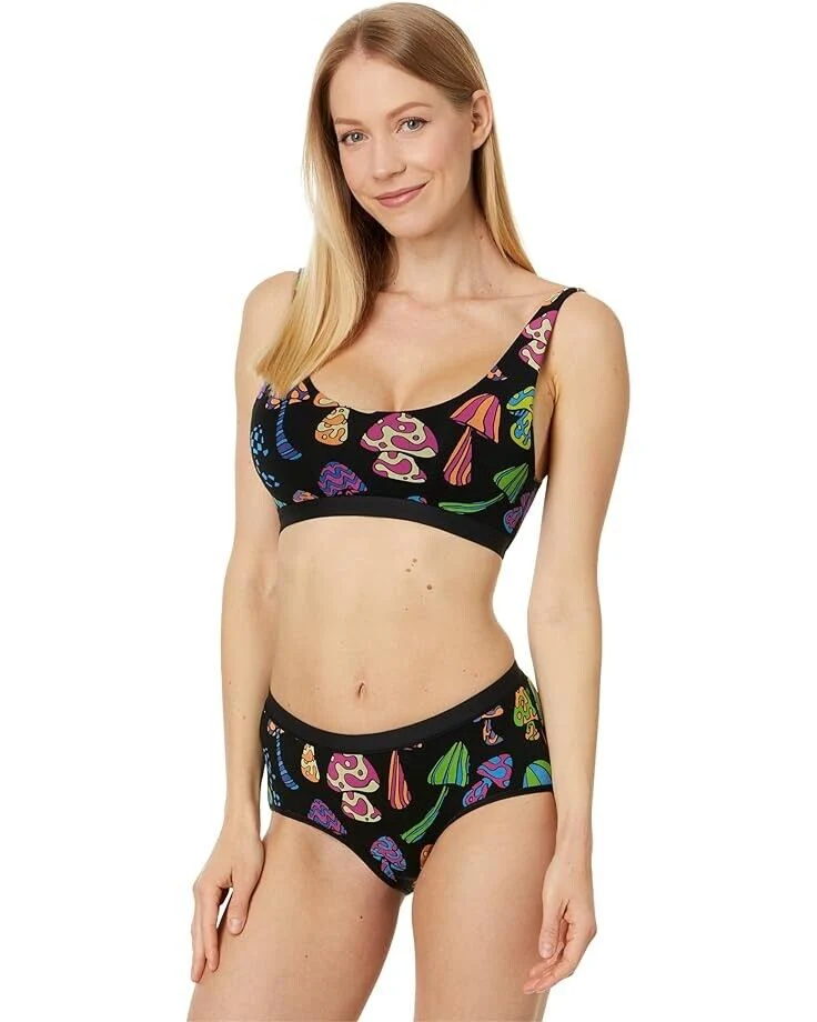 Meundies U-Neck Bralette Bra Women's Small Shroomin Stretch Scoop Back ERK308 (Black,S)