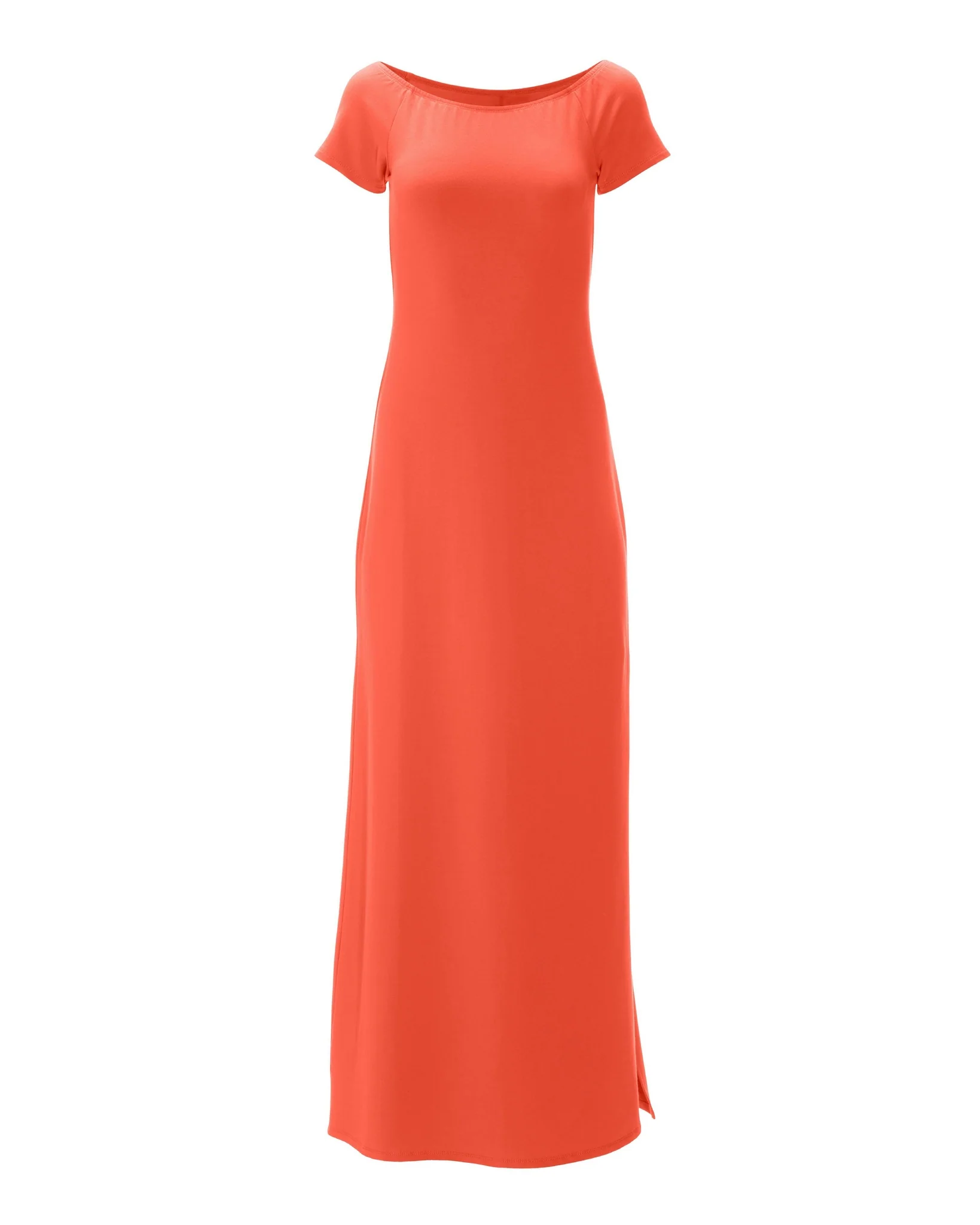 Off The Shoulder Short Sleeve Maxi Dress Hot Coral