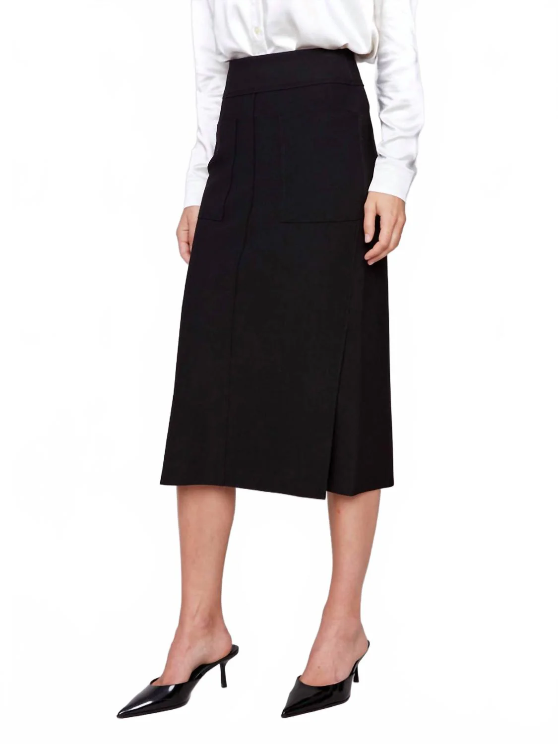 Gutsy Crepe Knee Length Skirt In Black