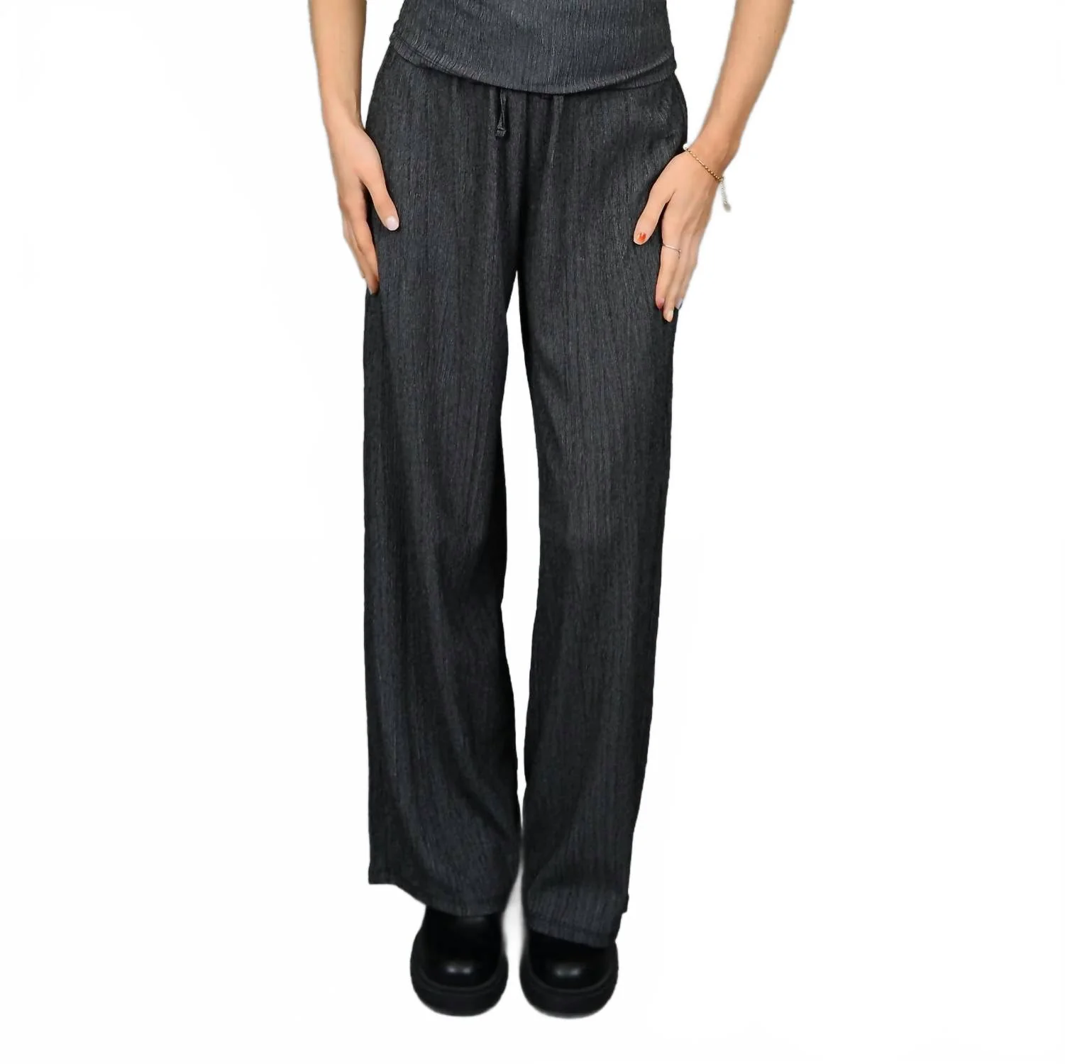 Pauleena Pull On Pant In Dark Grey Twist