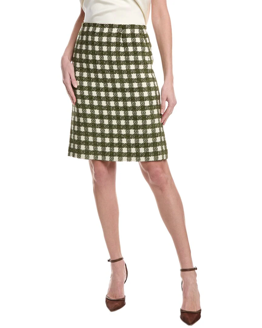 Oscar de la Renta Chenille Tweed Silk-Lined Wool-Blend Pencil Skirt