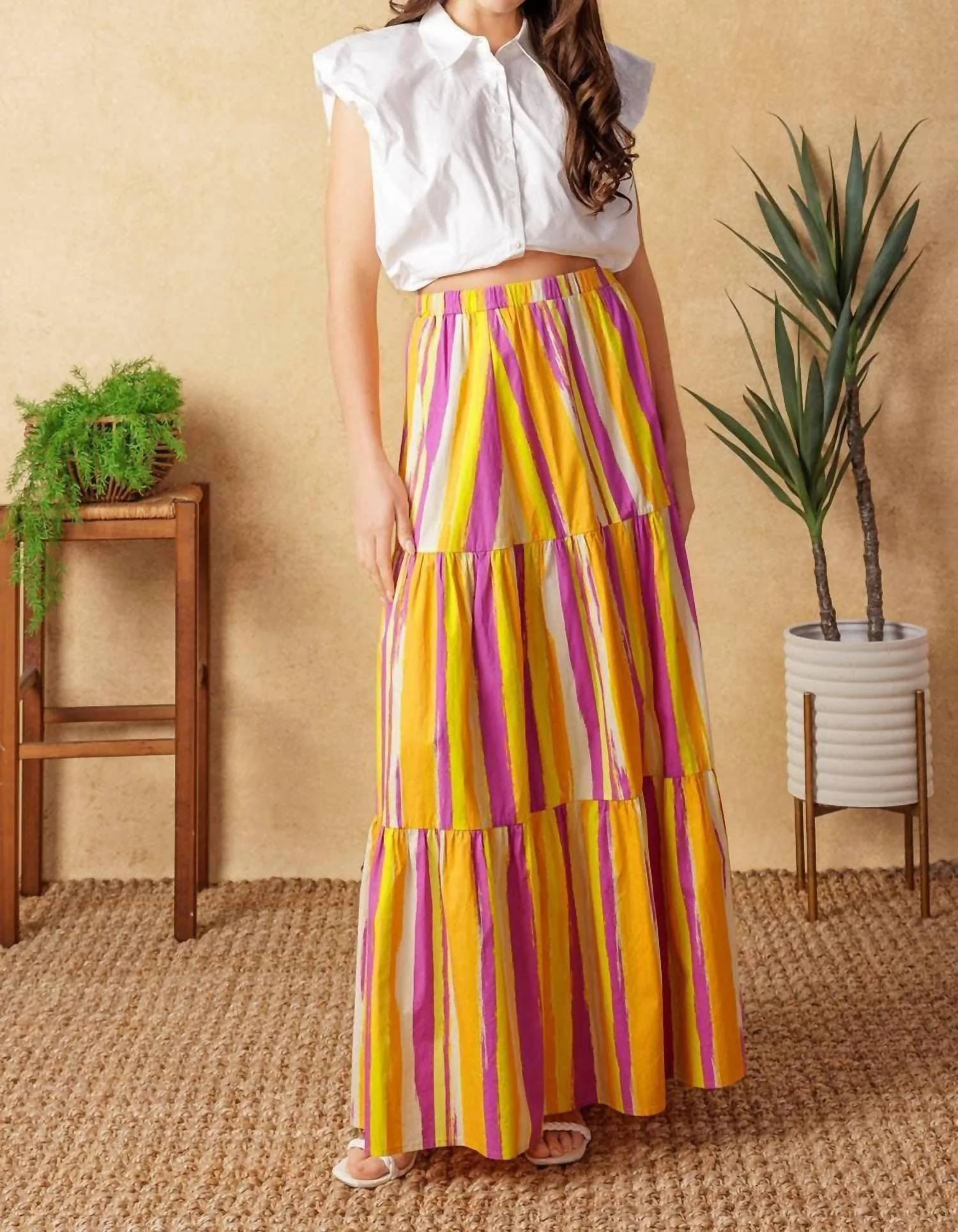 Sunset Summer Maxi Skirt In Magenta Multi