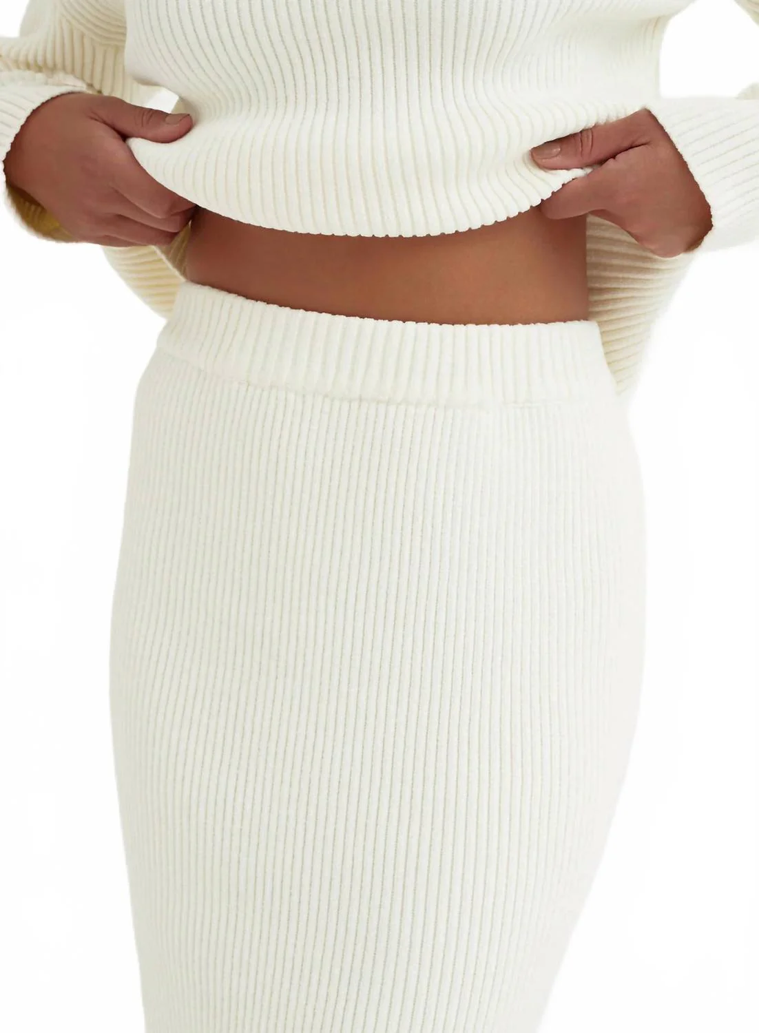 Women's Knitted Maxi Skirt In Cream