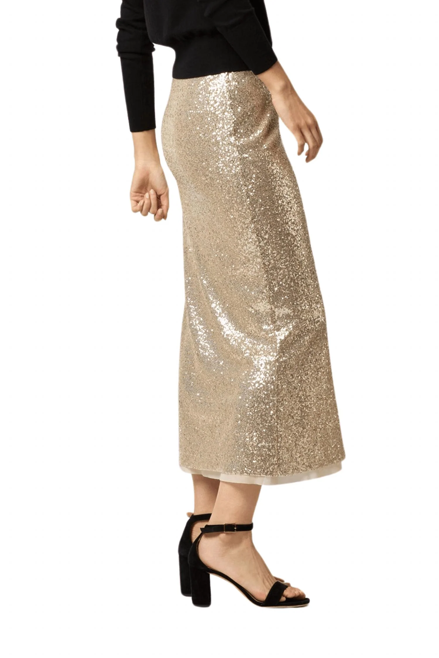 Ruby Sequin Skirt In Platino Sequin
