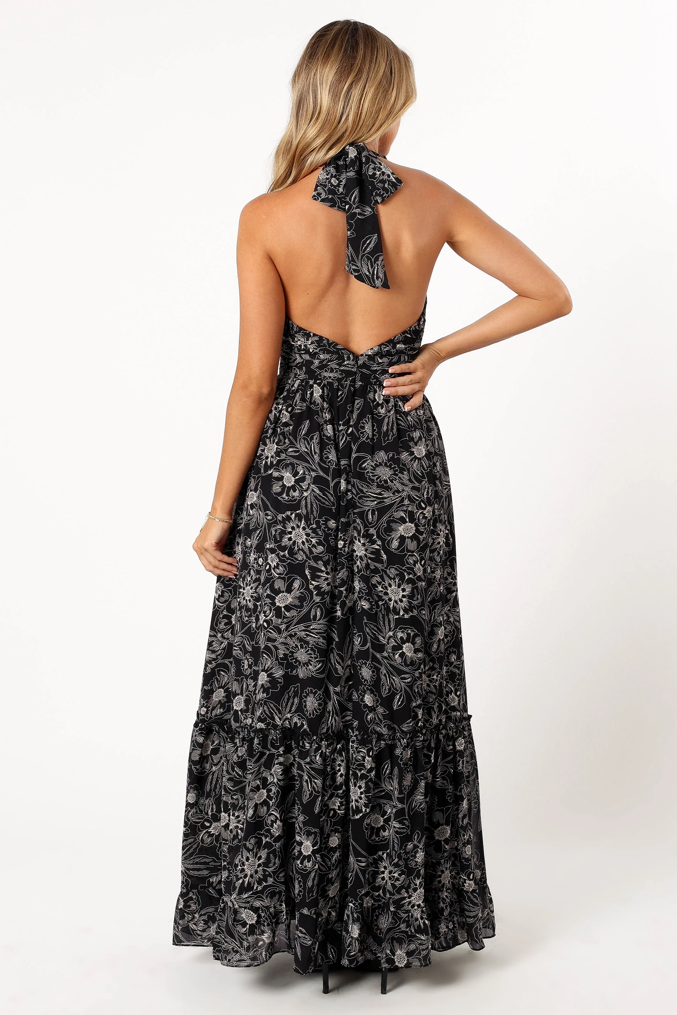 Lennon Halterneck Maxi Dress - Black Floral