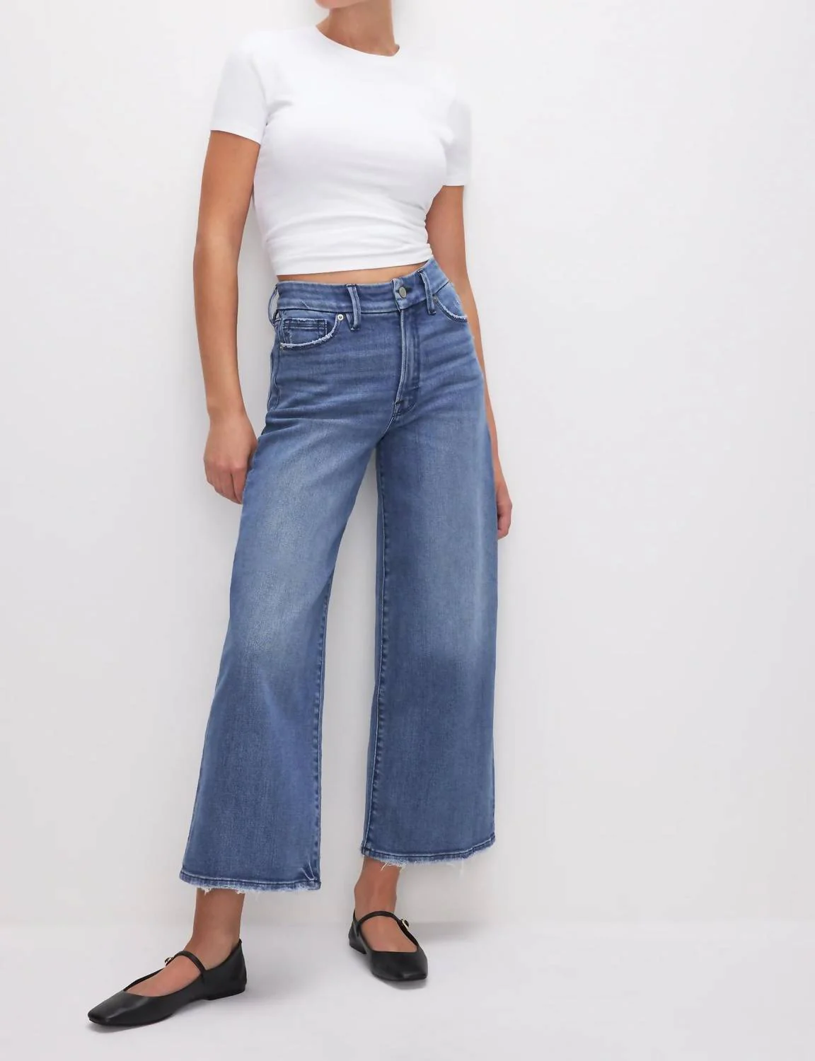 Good Waist Cropped Palazzo Jeans In Denim