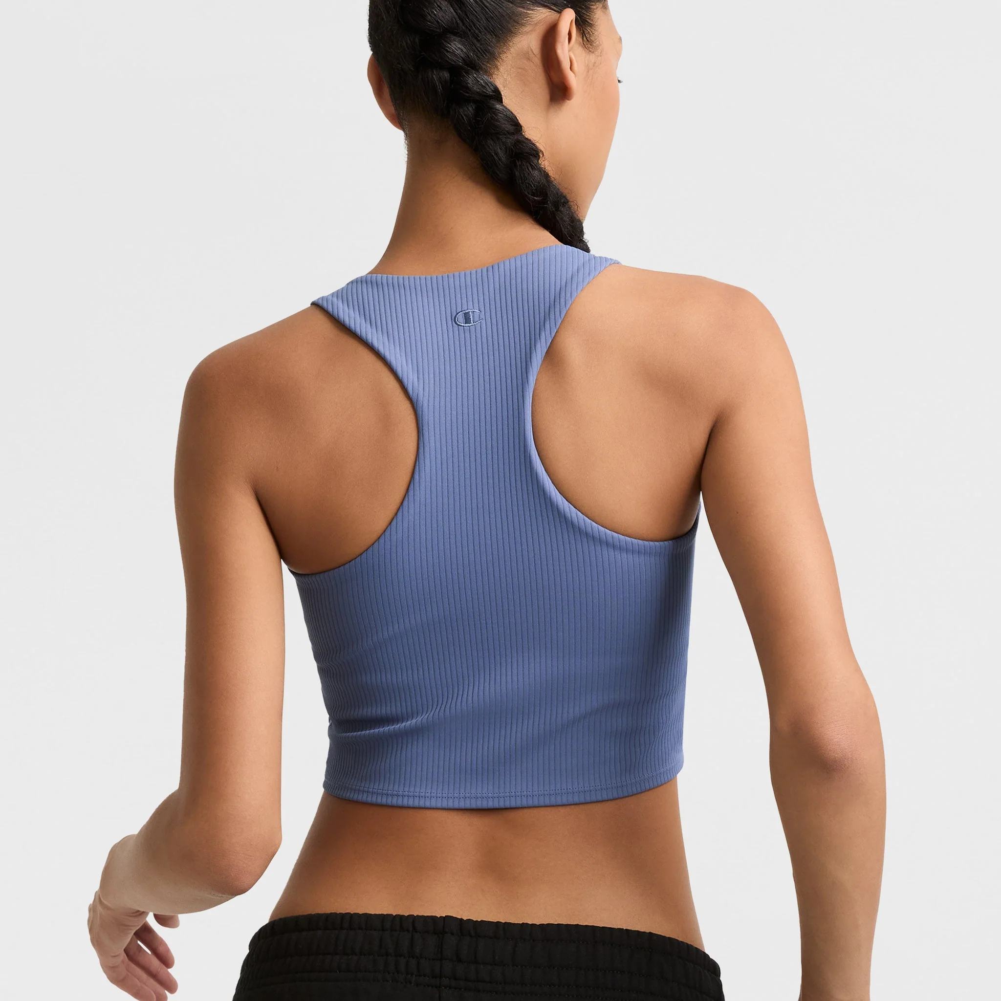 Soft Touch Ribbed Cropped Tank Top, C Logo