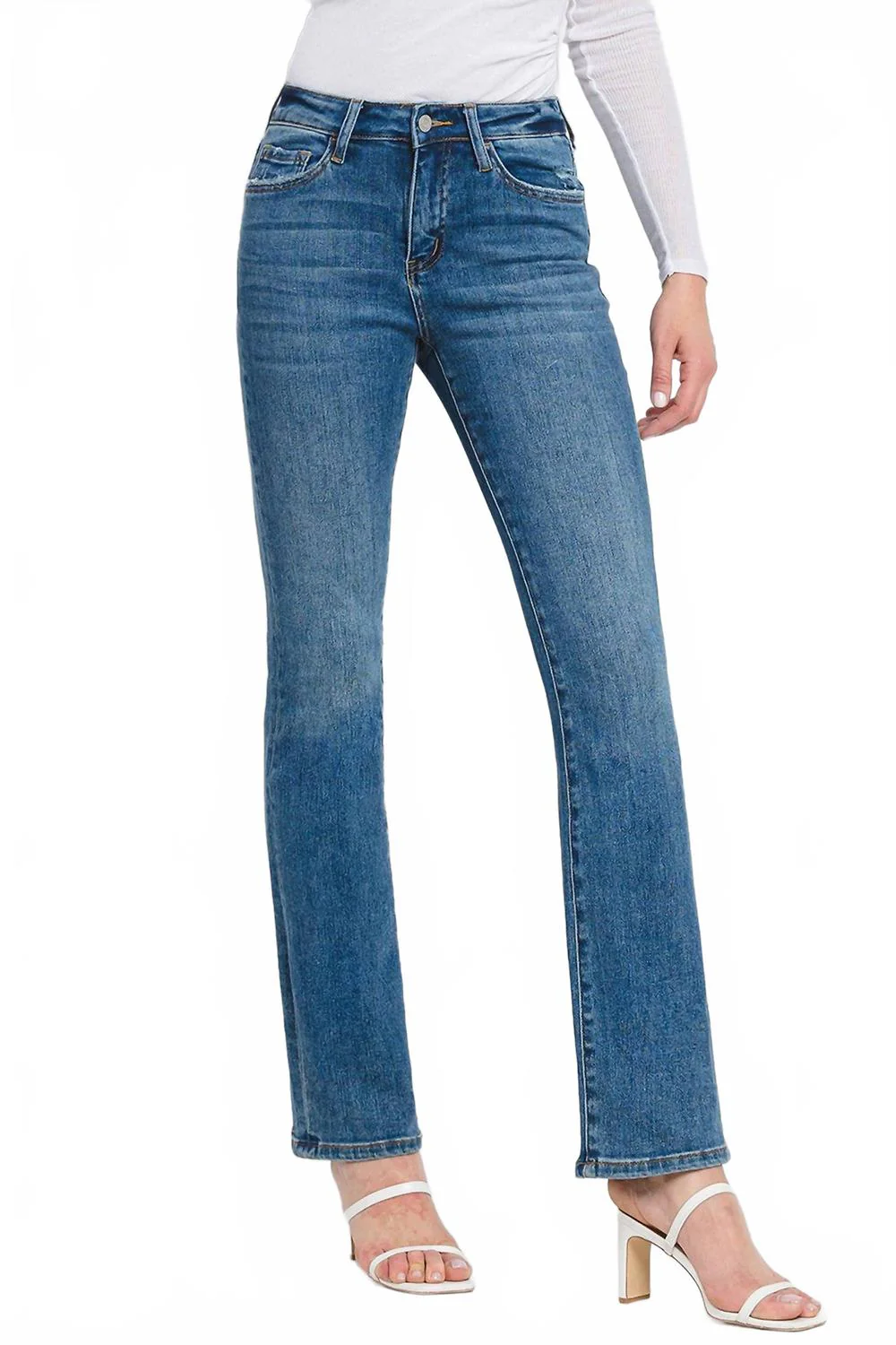 Stephanie High Rise Bootcut Denim Jean In Blue